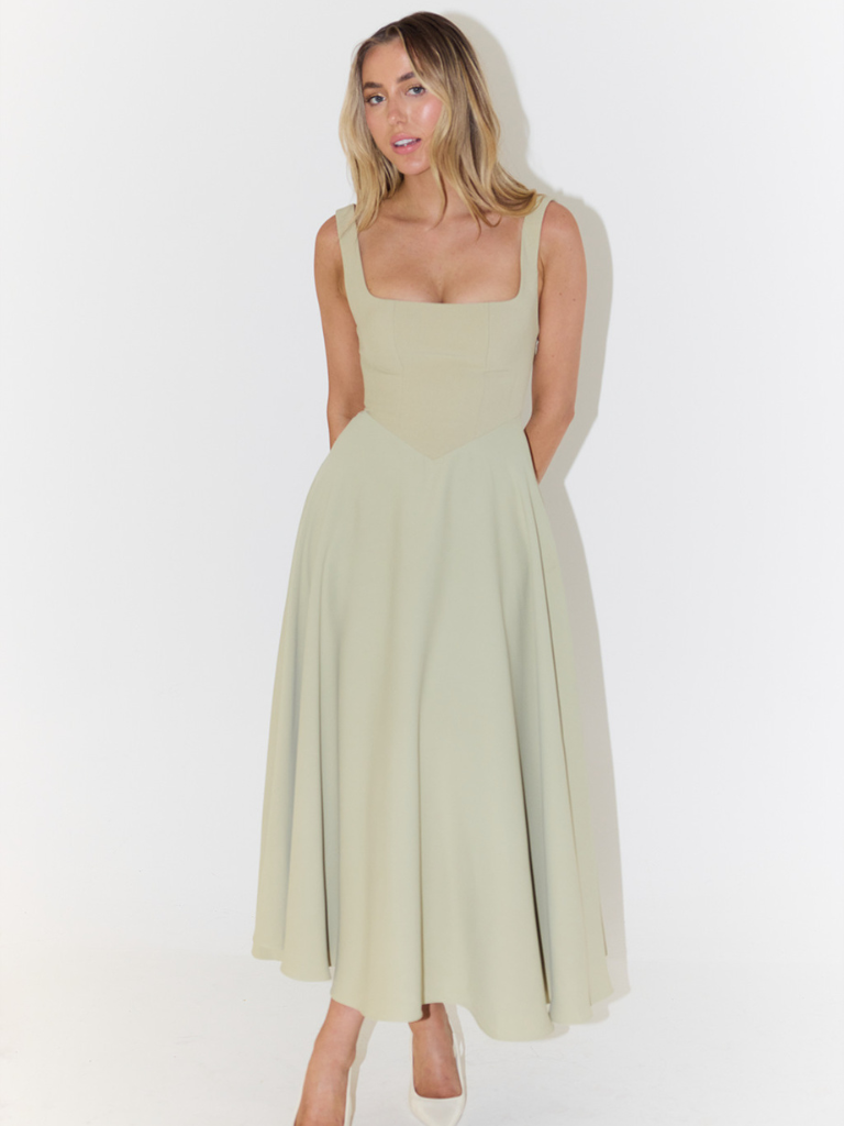 Skye – Sculpted waist – Midi sundress-15150396899712-Santi Vento Atelier