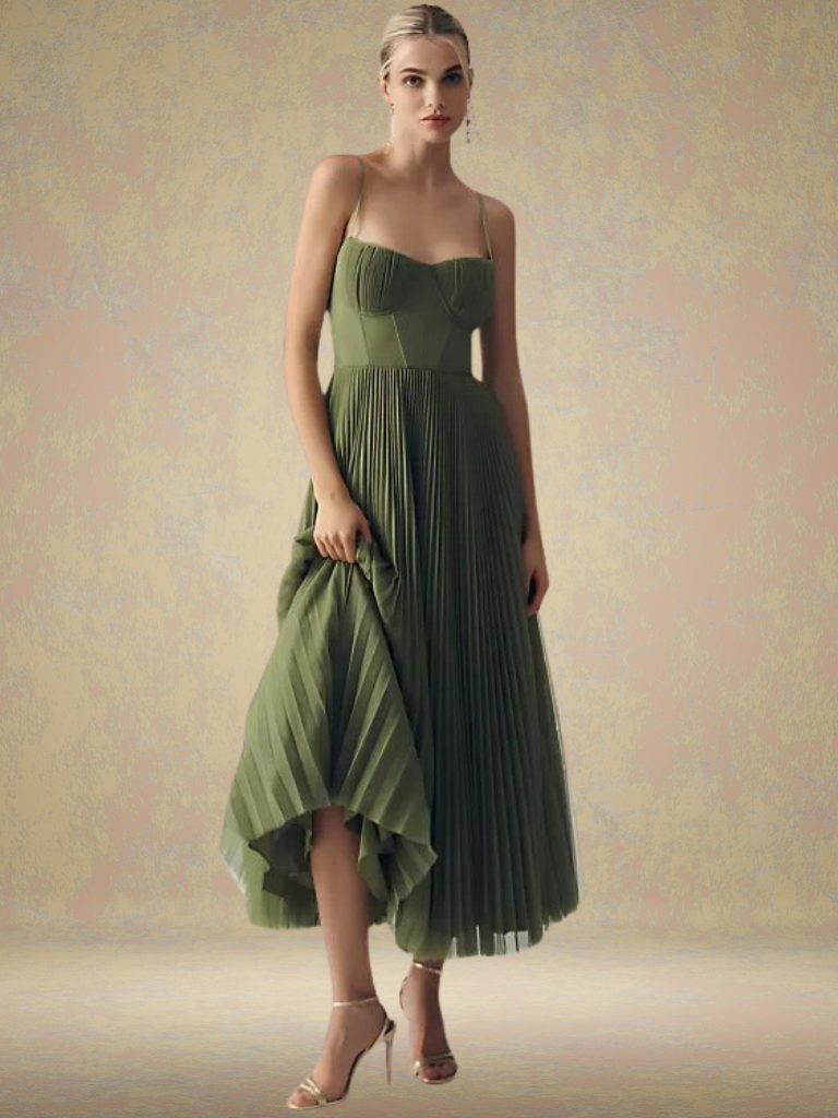 Verelisse – Pleated romance – Corset midi dress-15150397030784-Santi Vento Atelier