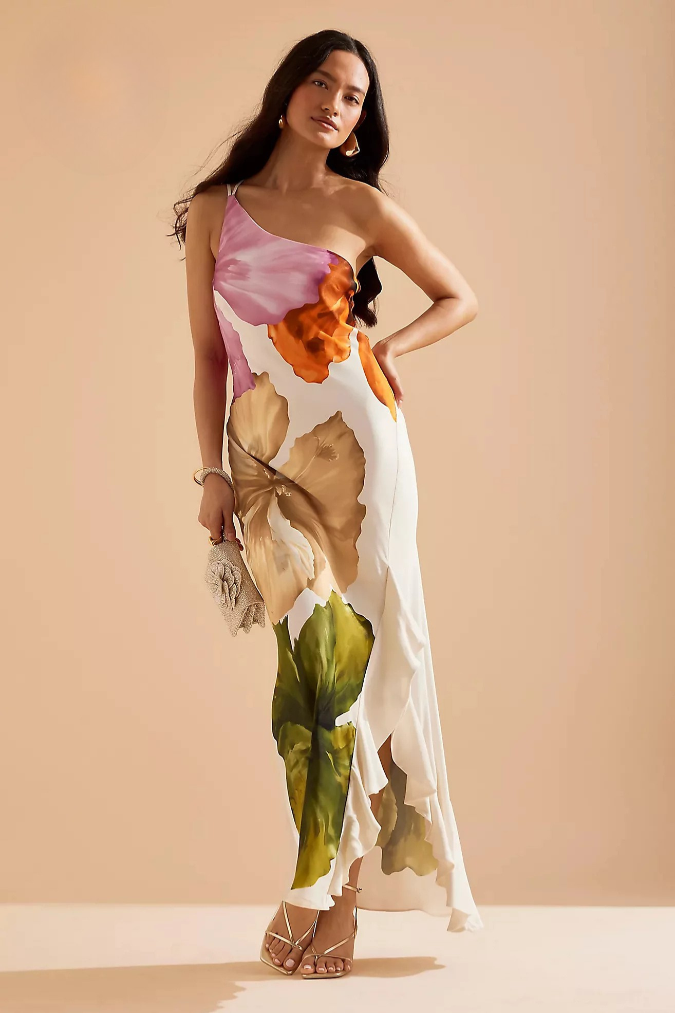 Lucinaé – Floral drape – One-shoulder maxi dress-15142286852480-Santi Vento Atelier