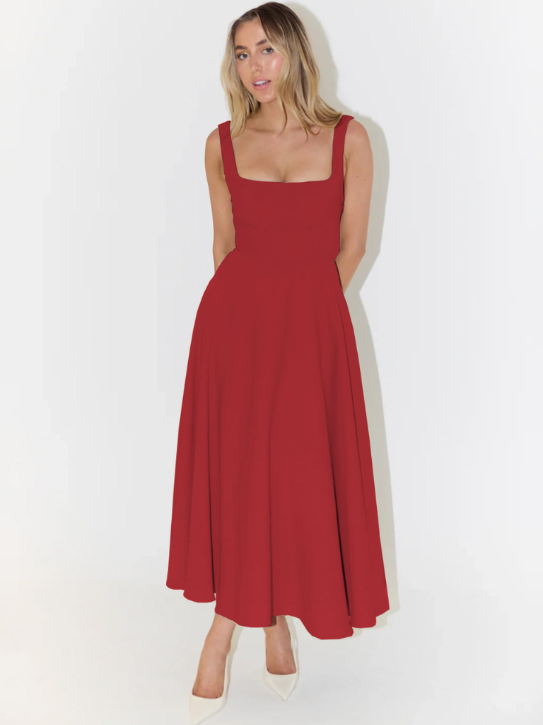 Skye – Sculpted waist – Midi sundress-15150396899712-Santi Vento Atelier