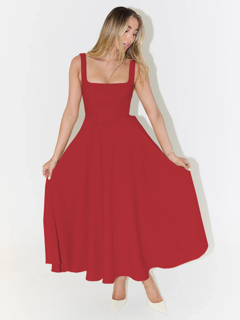 Skye – Sculpted waist – Midi sundress-15150396899712-Santi Vento Atelier