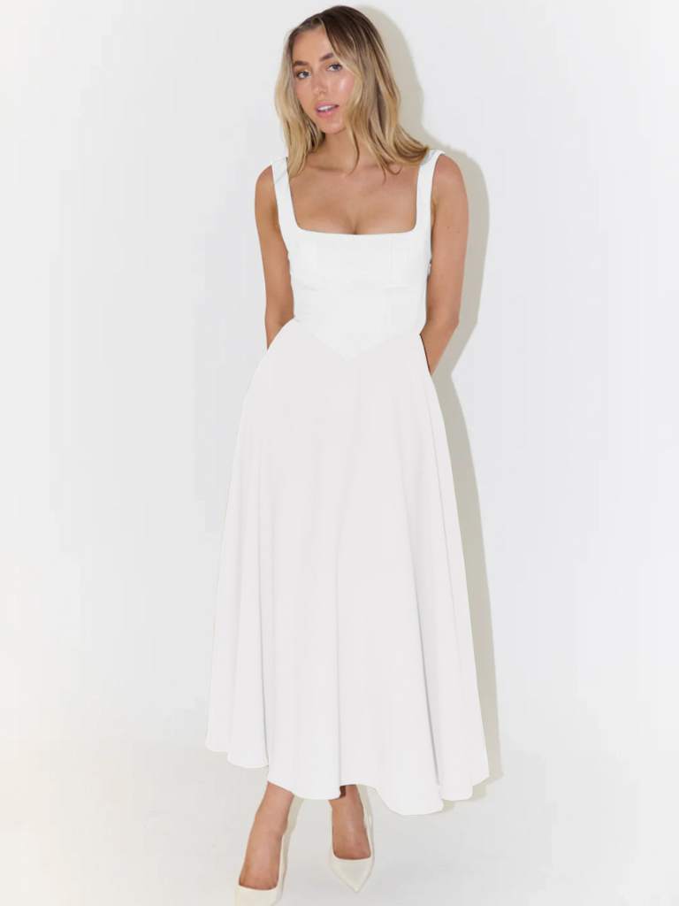Skye – Sculpted waist – Midi sundress-15150396899712-Santi Vento Atelier