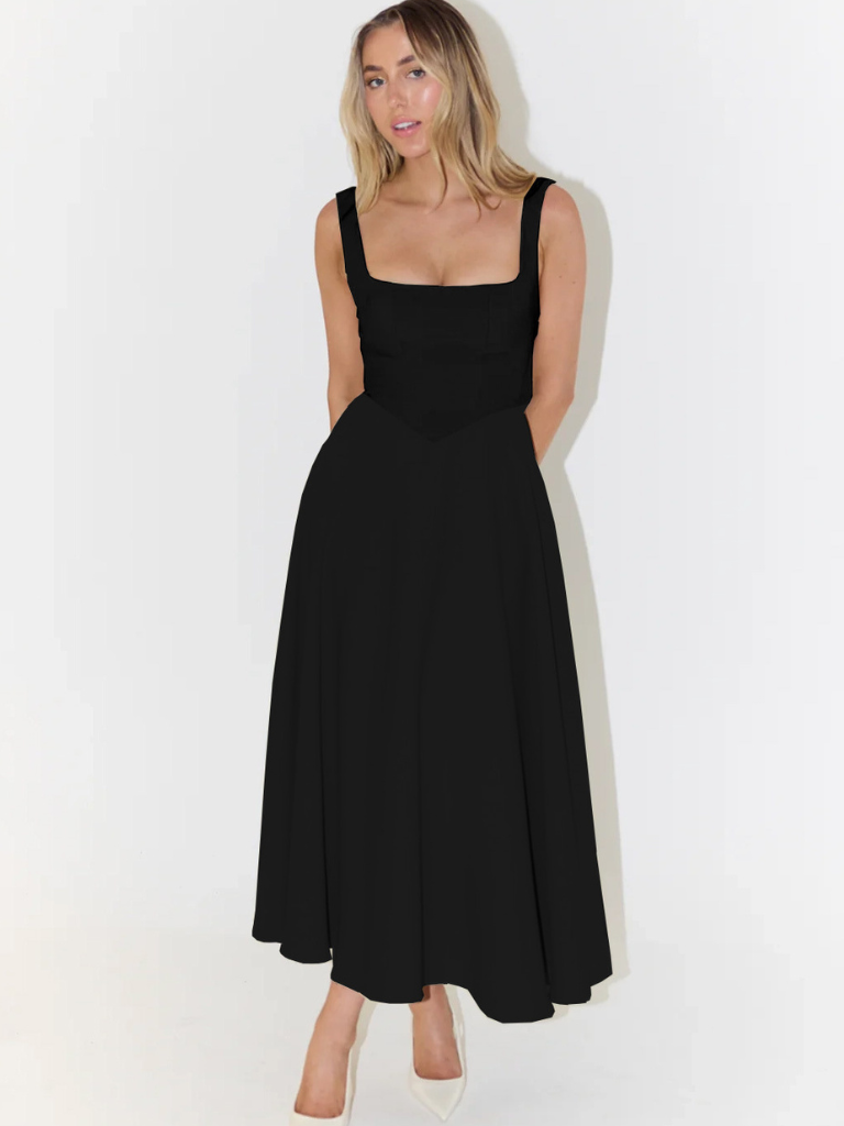 Skye – Sculpted waist – Midi sundress-15150396899712-Santi Vento Atelier