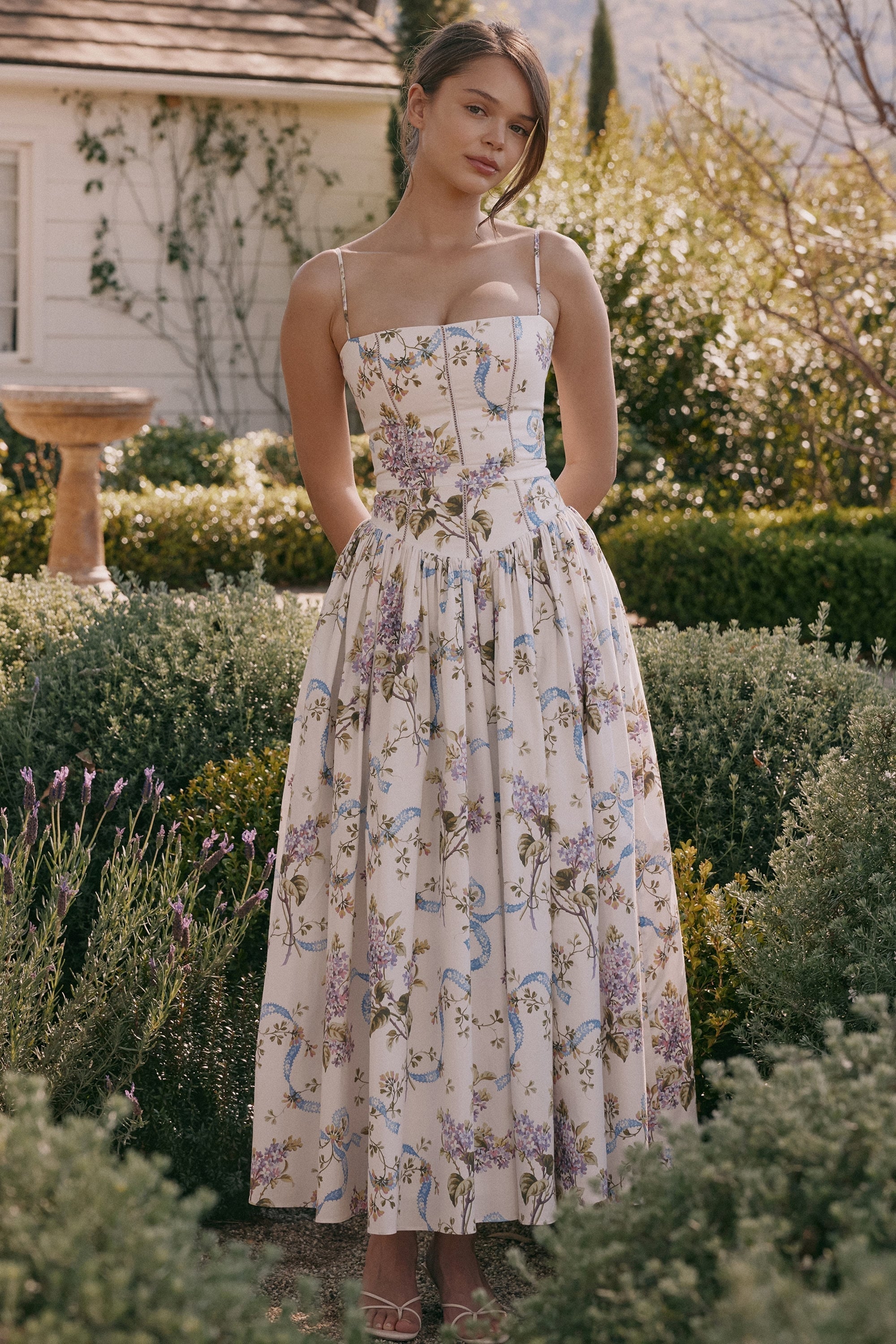 Parven – Corset bodice – Floral midi dress-15148418531712-Santi Vento Atelier