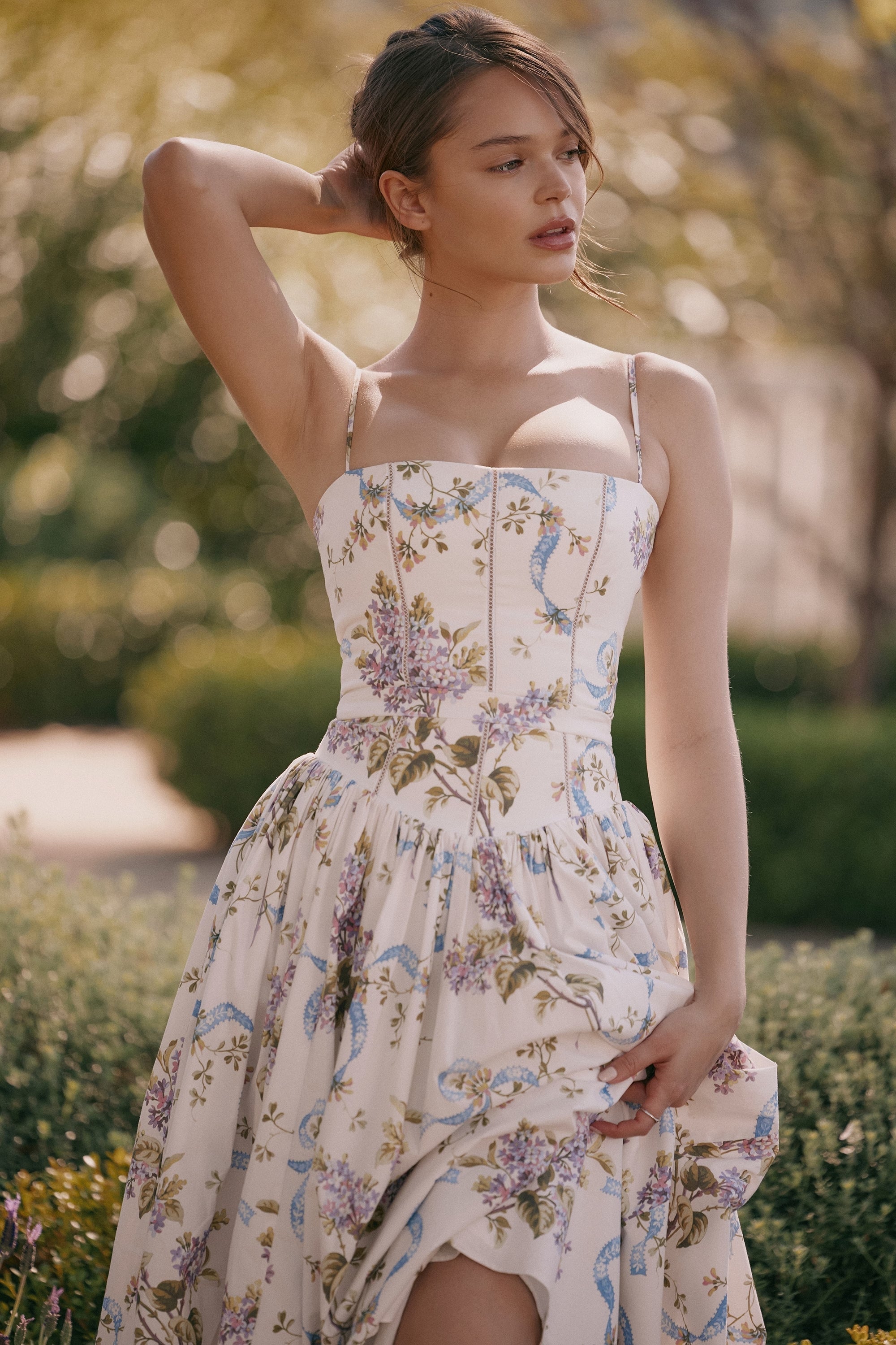Parven – Corset bodice – Floral midi dress-15148418531712-Santi Vento Atelier