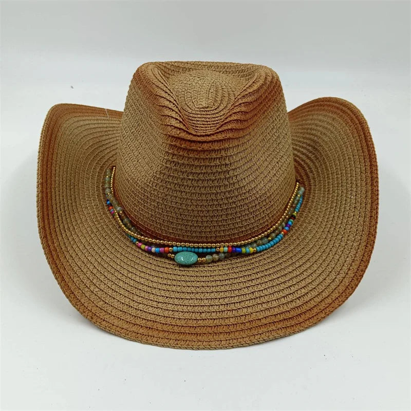 Rialora – Beaded coral – Straw cowboy hat-15143509426560-Santi Vento Atelier