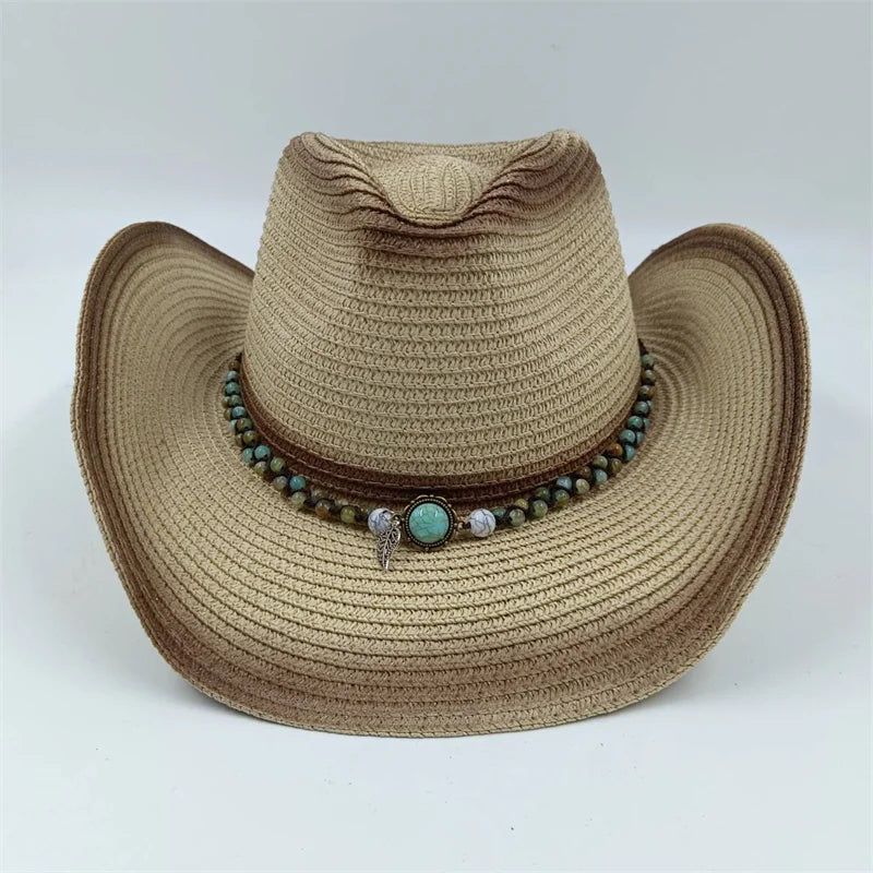 Rialora – Beaded coral – Straw cowboy hat-15143509426560-Santi Vento Atelier