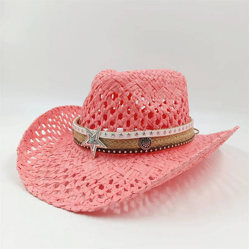 Rialora – Beaded coral – Straw cowboy hat-15143509426560-Santi Vento Atelier