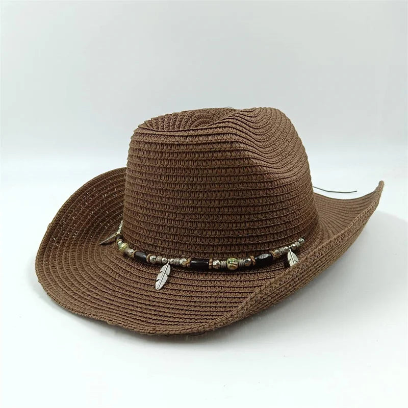 Rialora – Beaded coral – Straw cowboy hat-15143509426560-Santi Vento Atelier
