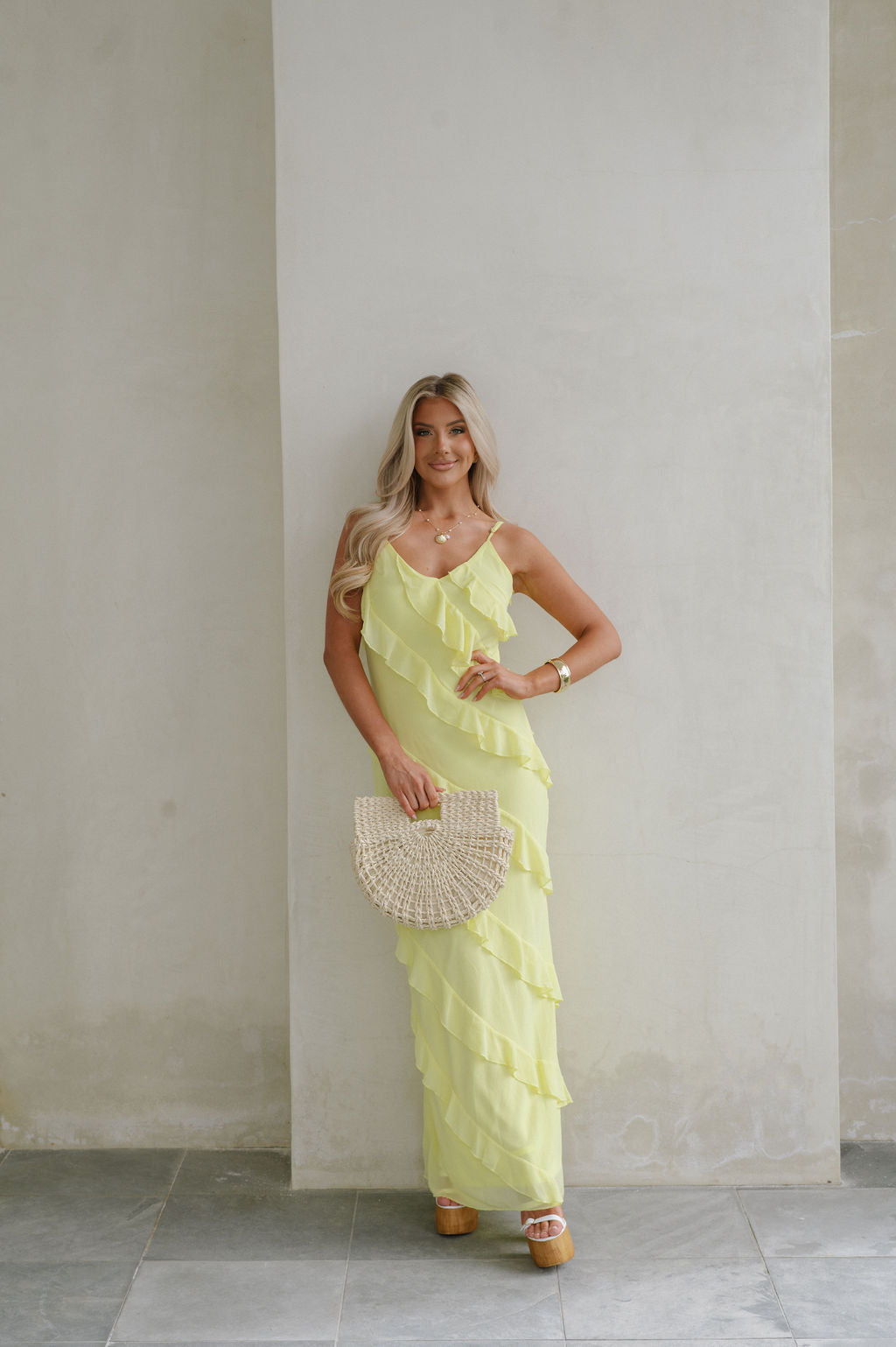 Rosanique – Cascading ruffle – Spaghetti strap gown-15151288746368-Santi Vento Atelier
