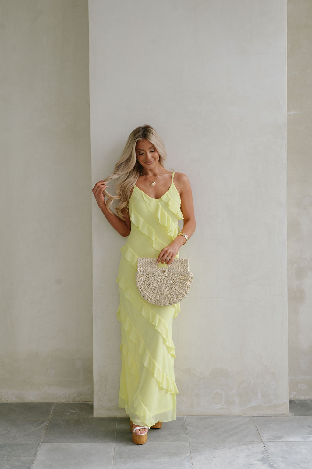 Rosanique – Cascading ruffle – Spaghetti strap gown-15151288746368-Santi Vento Atelier