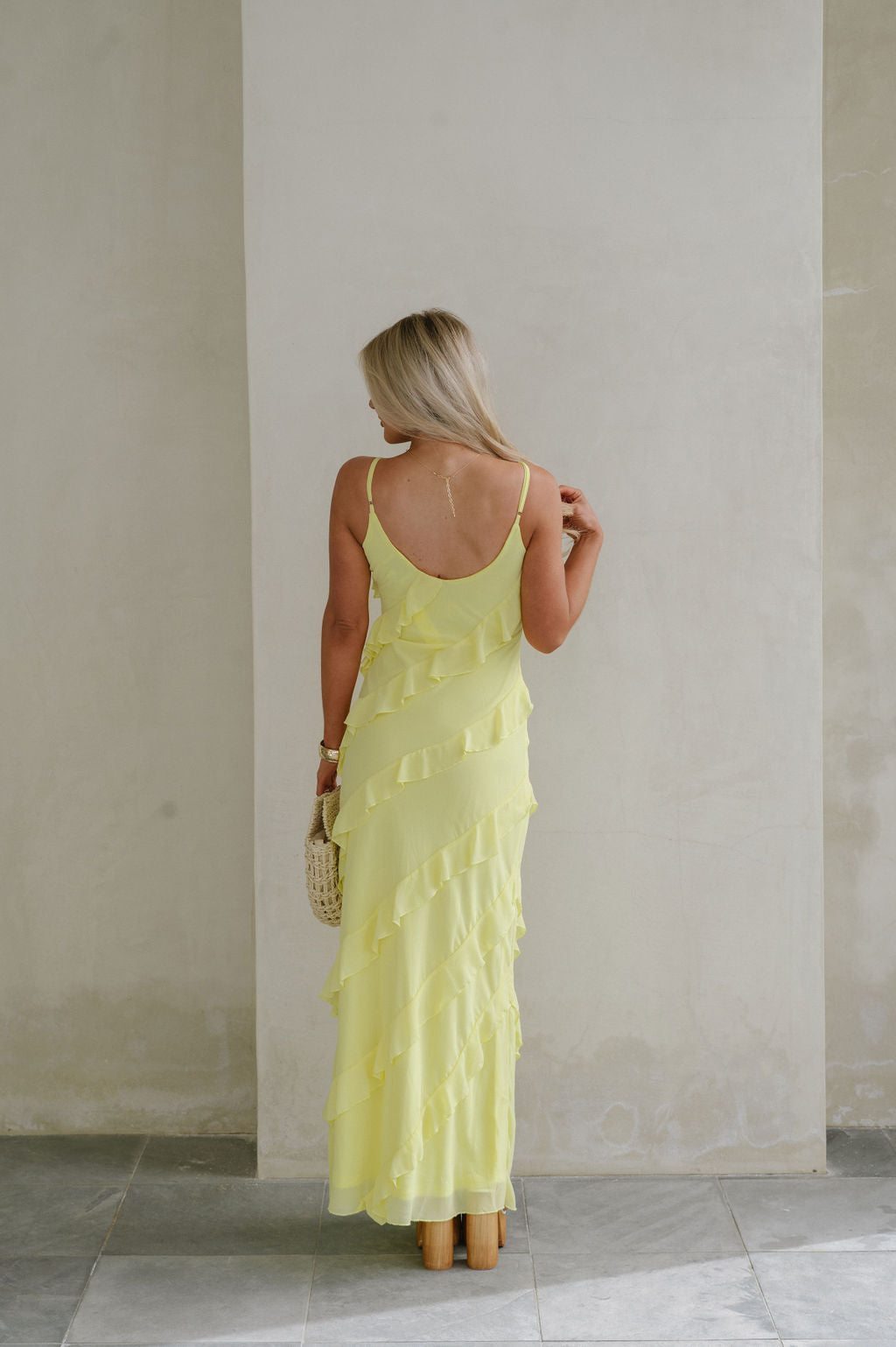 Rosanique – Cascading ruffle – Spaghetti strap gown-15151288746368-Santi Vento Atelier