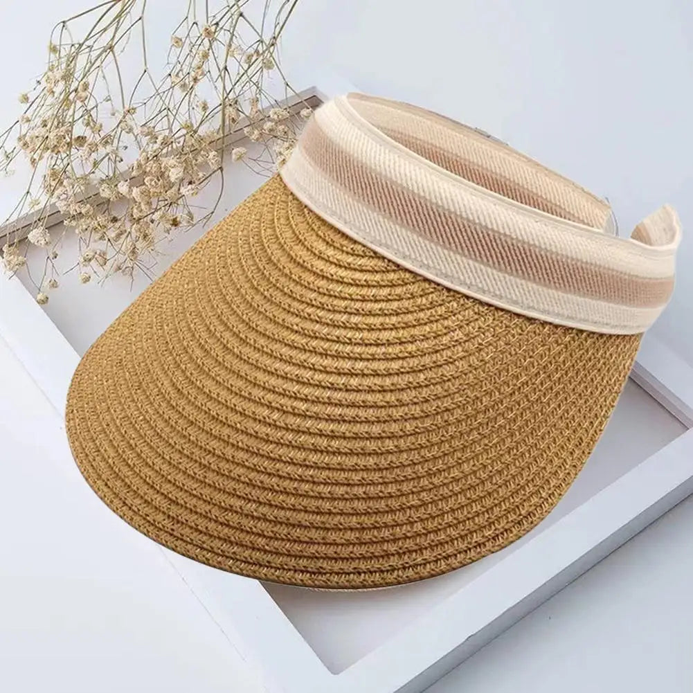 Valine – Sporty stripe – Straw sun visor-15145722773888-Santi Vento Atelier