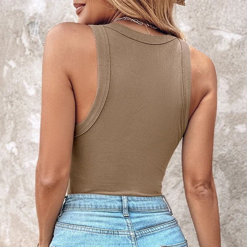 Valisse – Built-in support – Ribbed racerback tank-15150260027776-Santi Vento Atelier