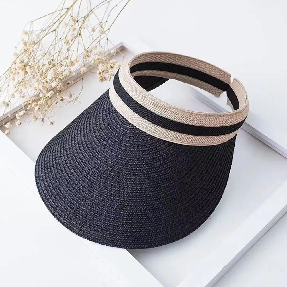 Valine – Sporty stripe – Straw sun visor-15145722773888-Santi Vento Atelier