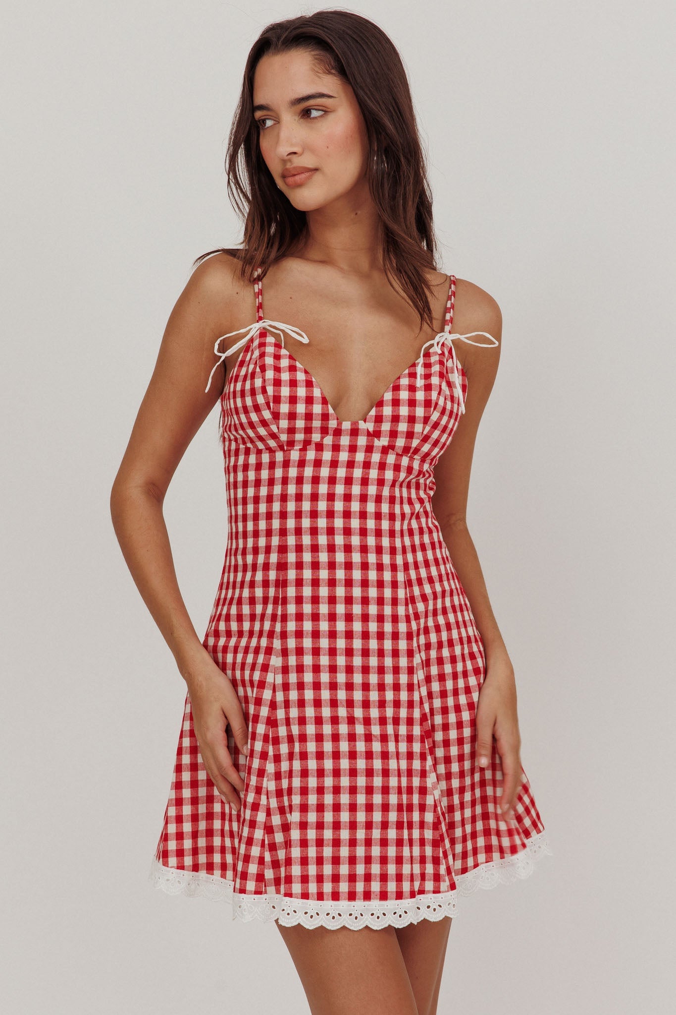 Brittalise – Bow detail check – Mini dress-15139926376832-Santi Vento Atelier