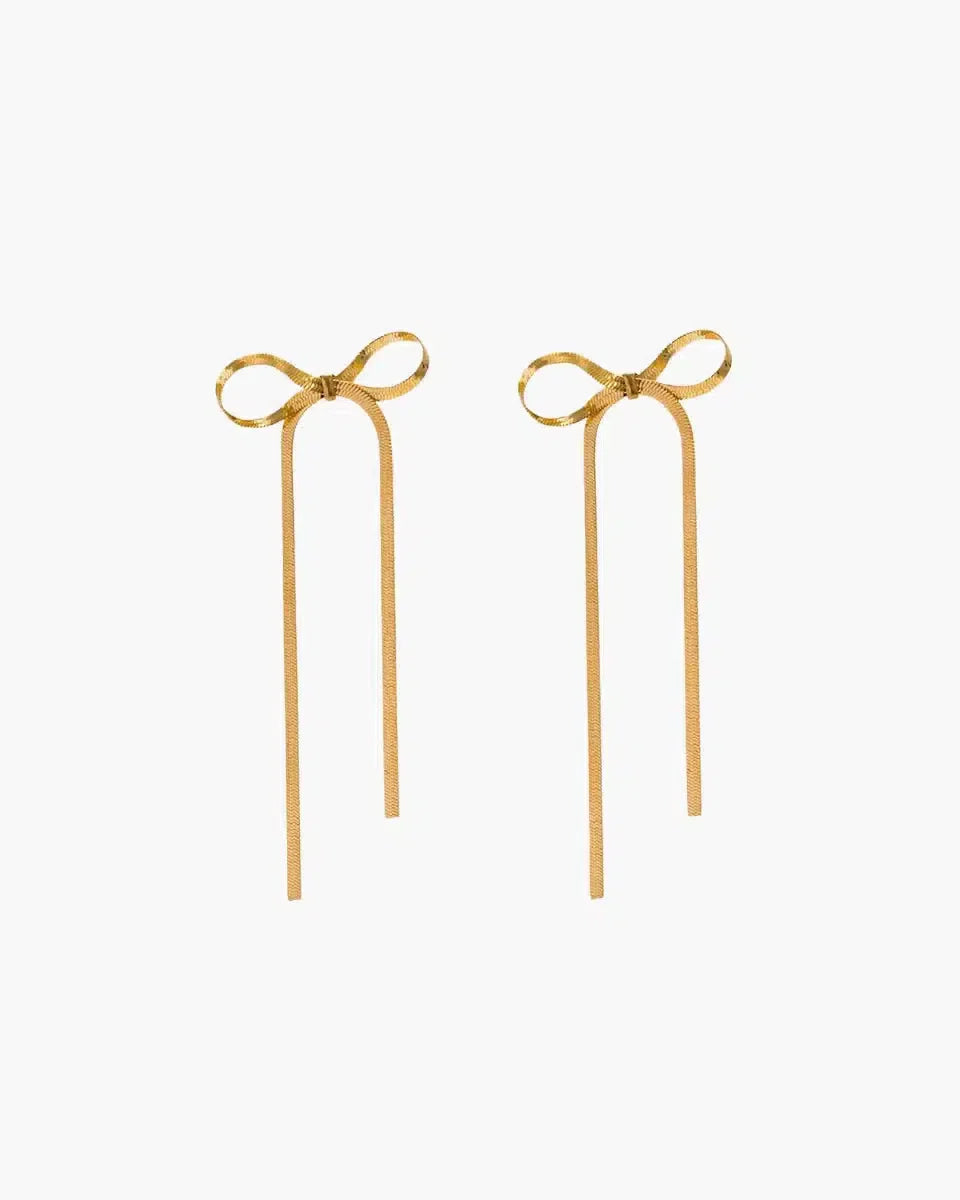Sabella – Bow accents – Snake chain earrings-15137990050176-Santi Vento Atelier