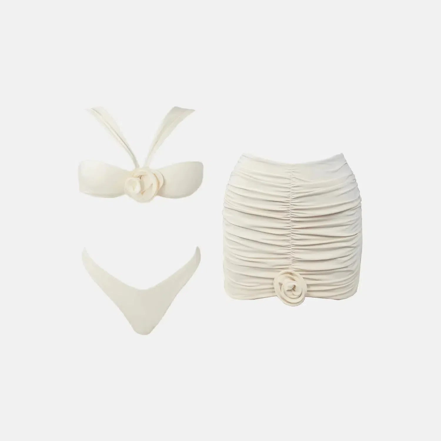 Satie Élégance Set – White – Floral gathered skirt-15138008367488-Santi Vento Atelier