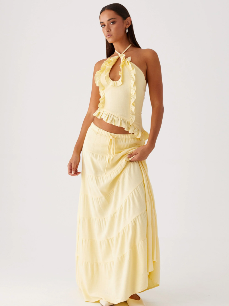 Serelline – Ruffle detail – Halter co-ord set-15157950906752-Santi Vento Atelier