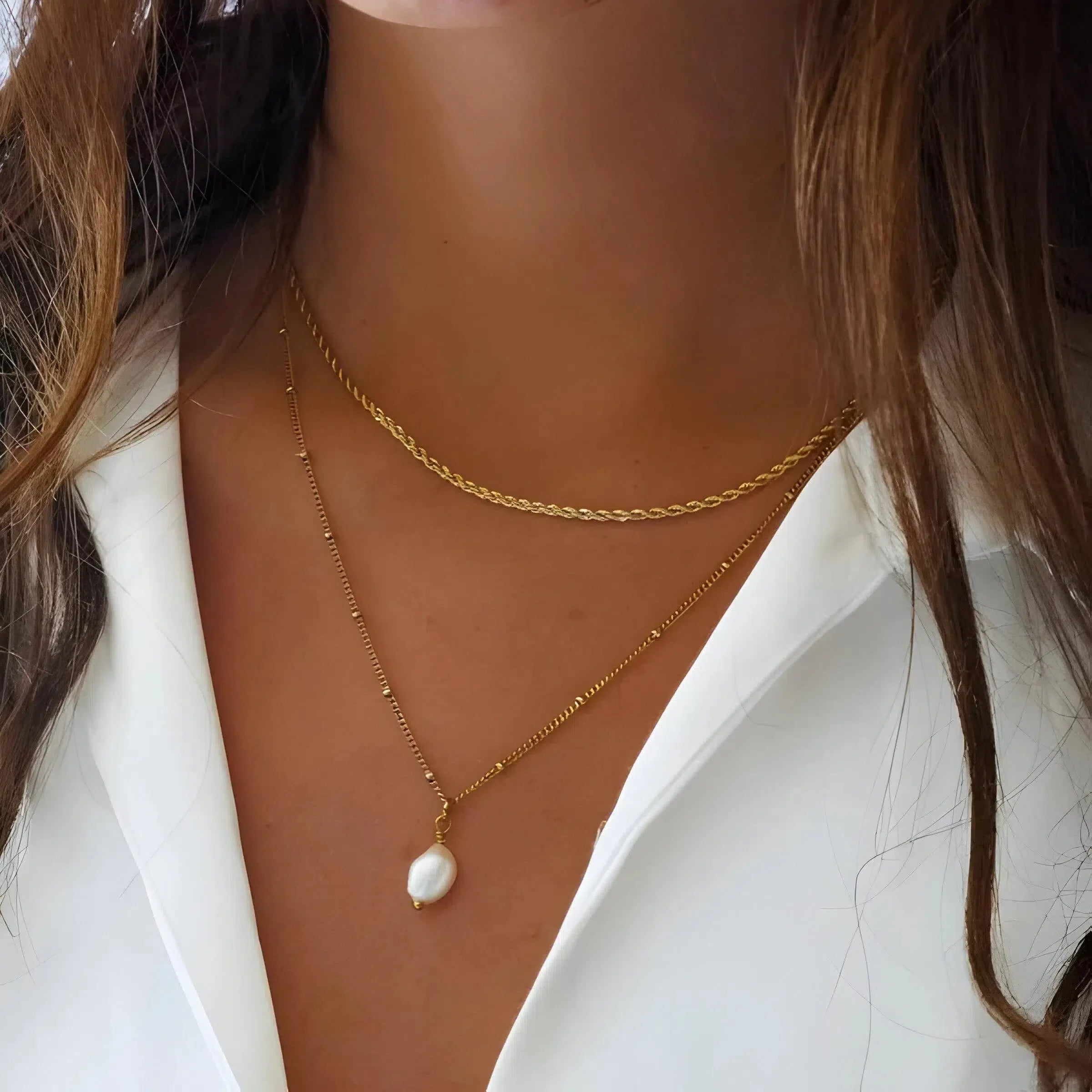 Serenza – Modern choker with pearl pendant – Necklace set-15137989132672-Santi Vento Atelier