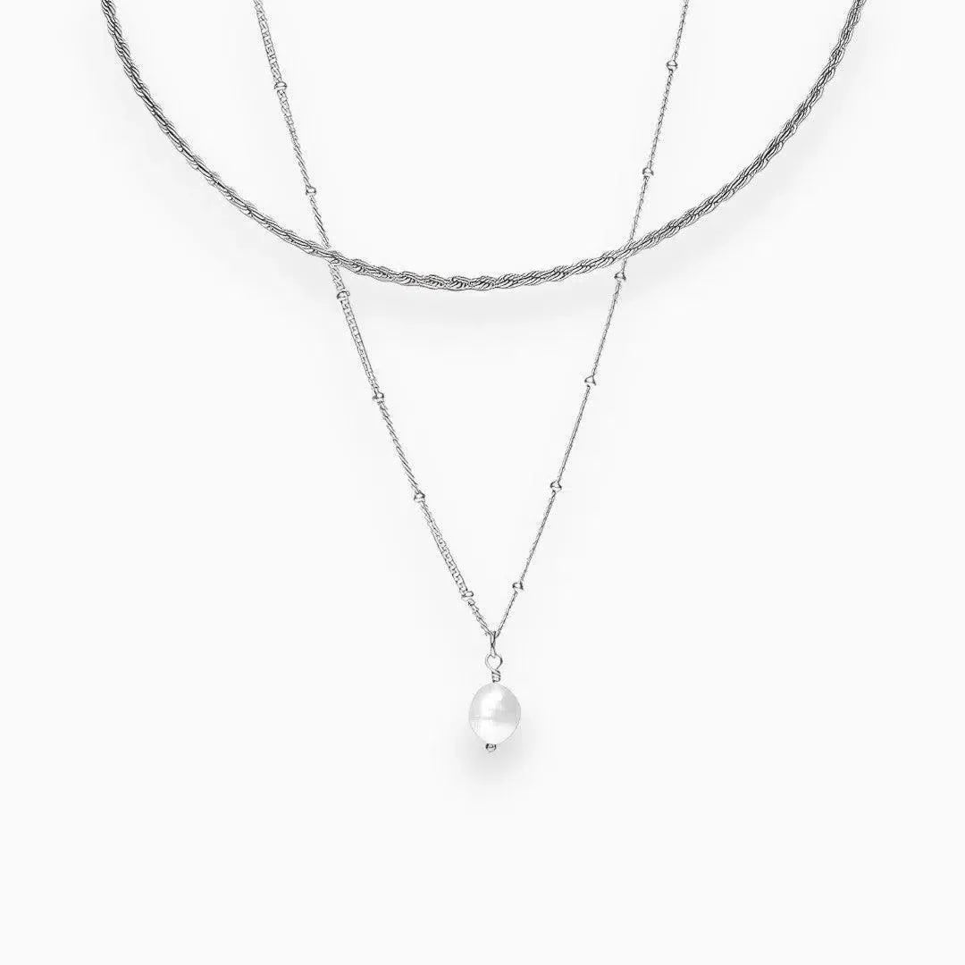 Serenza – Modern choker with pearl pendant – Necklace set-15137989132672-Santi Vento Atelier