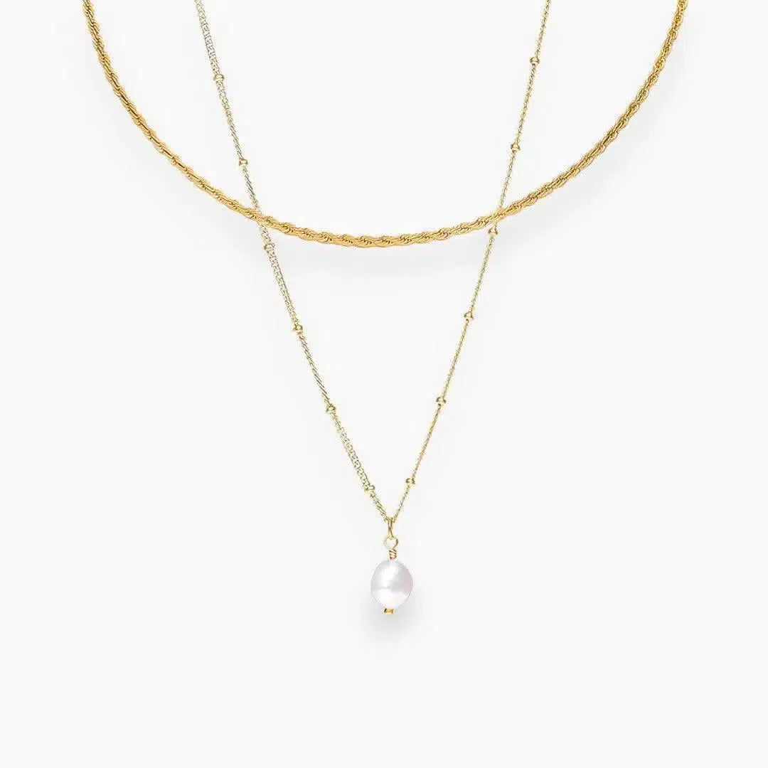 Serenza – Modern choker with pearl pendant – Necklace set-15137989132672-Santi Vento Atelier