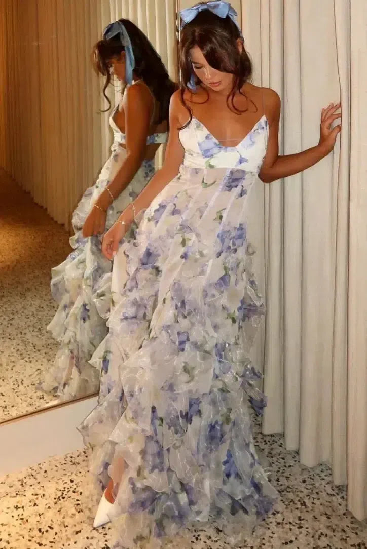 Sestina – Ethereal sheer design – Ruffled chiffon-blend maxi dress-15139766731136-Santi Vento Atelier