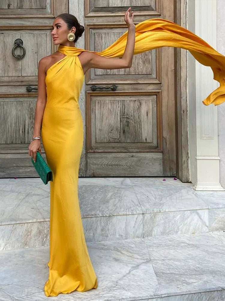 Orlianne – Satin drape – One shoulder mermaid gown-15151290843520-Santi Vento Atelier