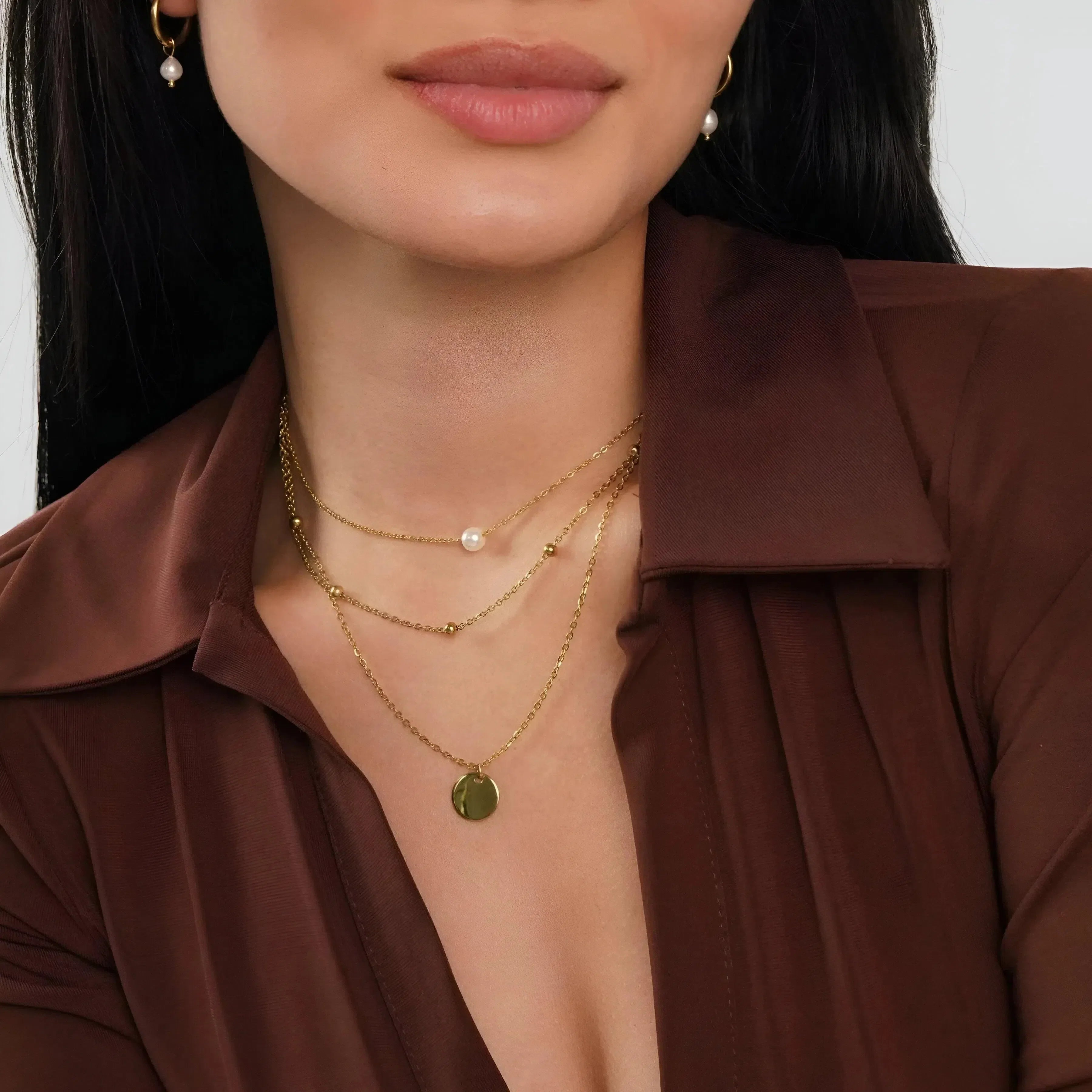 Solania – Layered disc design – Pendant necklace-15137989329280-Santi Vento Atelier
