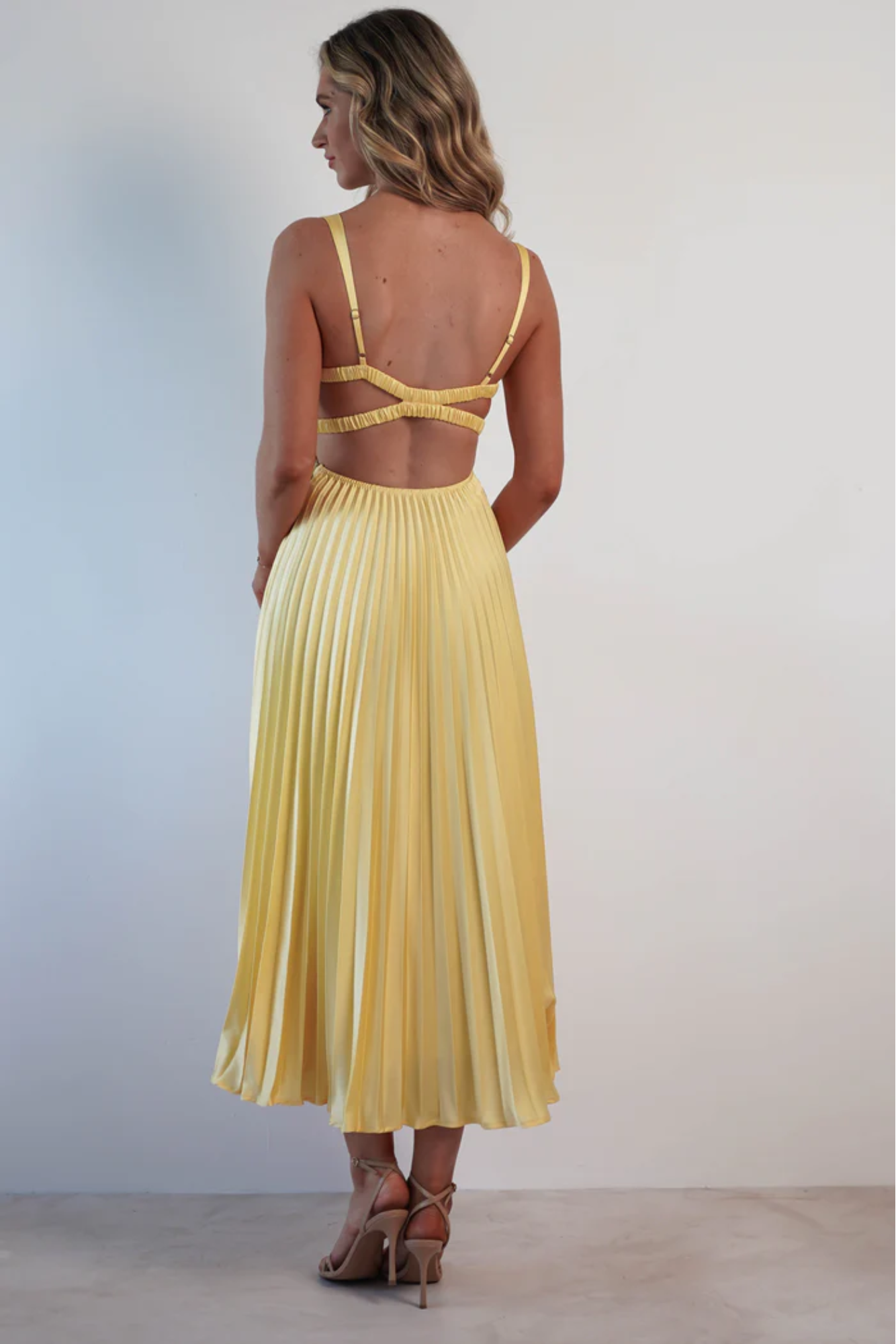 Solarique – Pleated flow – Sleeveless midi dress-15151056552320-Santi Vento Atelier