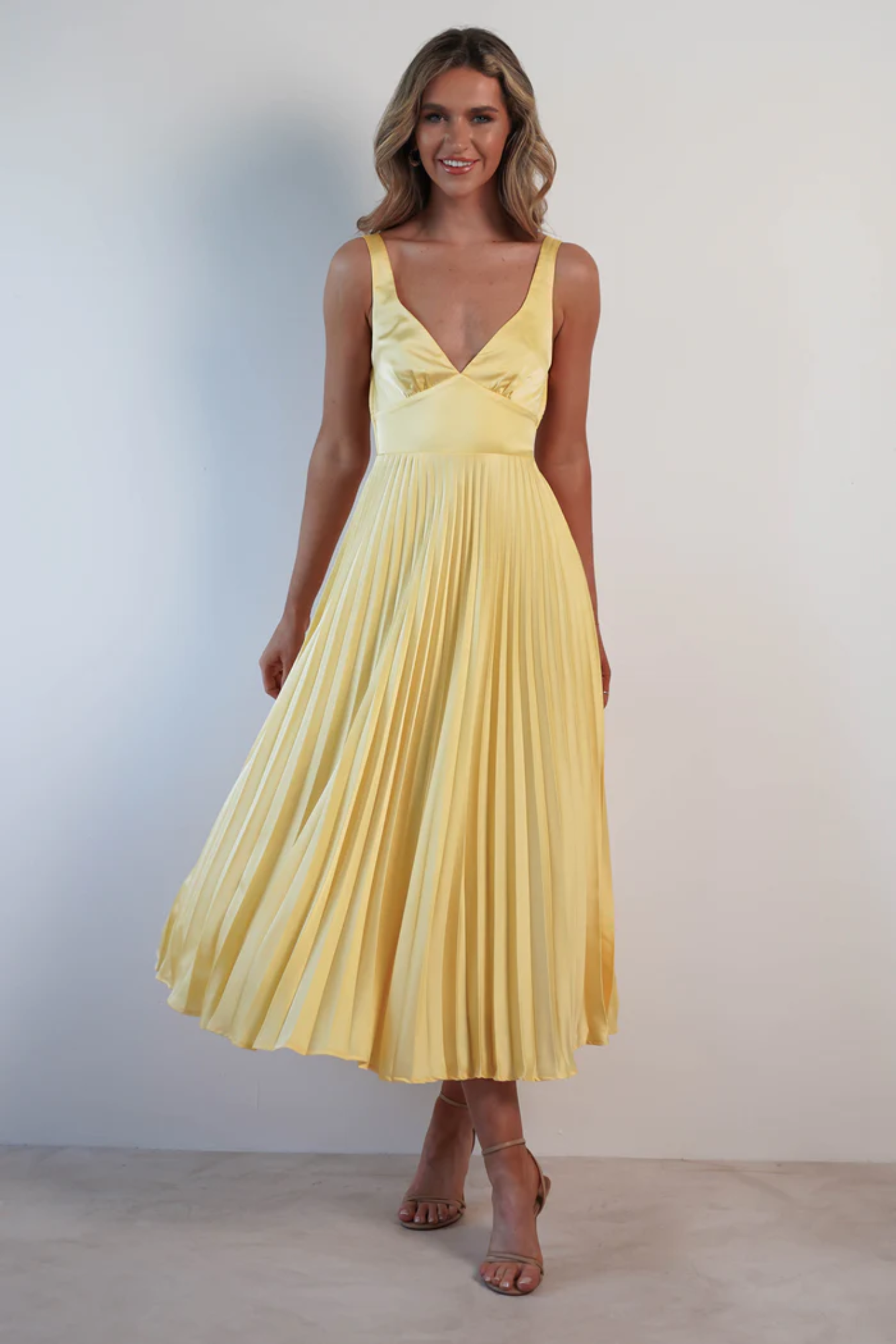 Solarique – Pleated flow – Sleeveless midi dress-15151056552320-Santi Vento Atelier