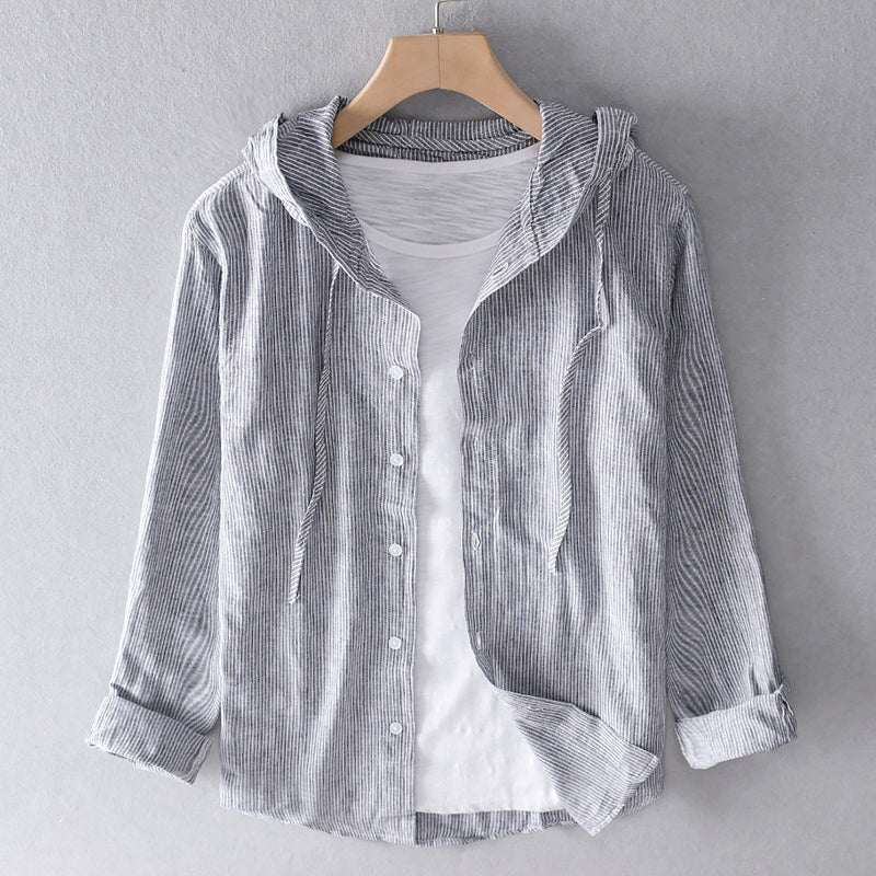 Albinette – Striped casual – Hooded shirt-15150305902976-Santi Vento Atelier