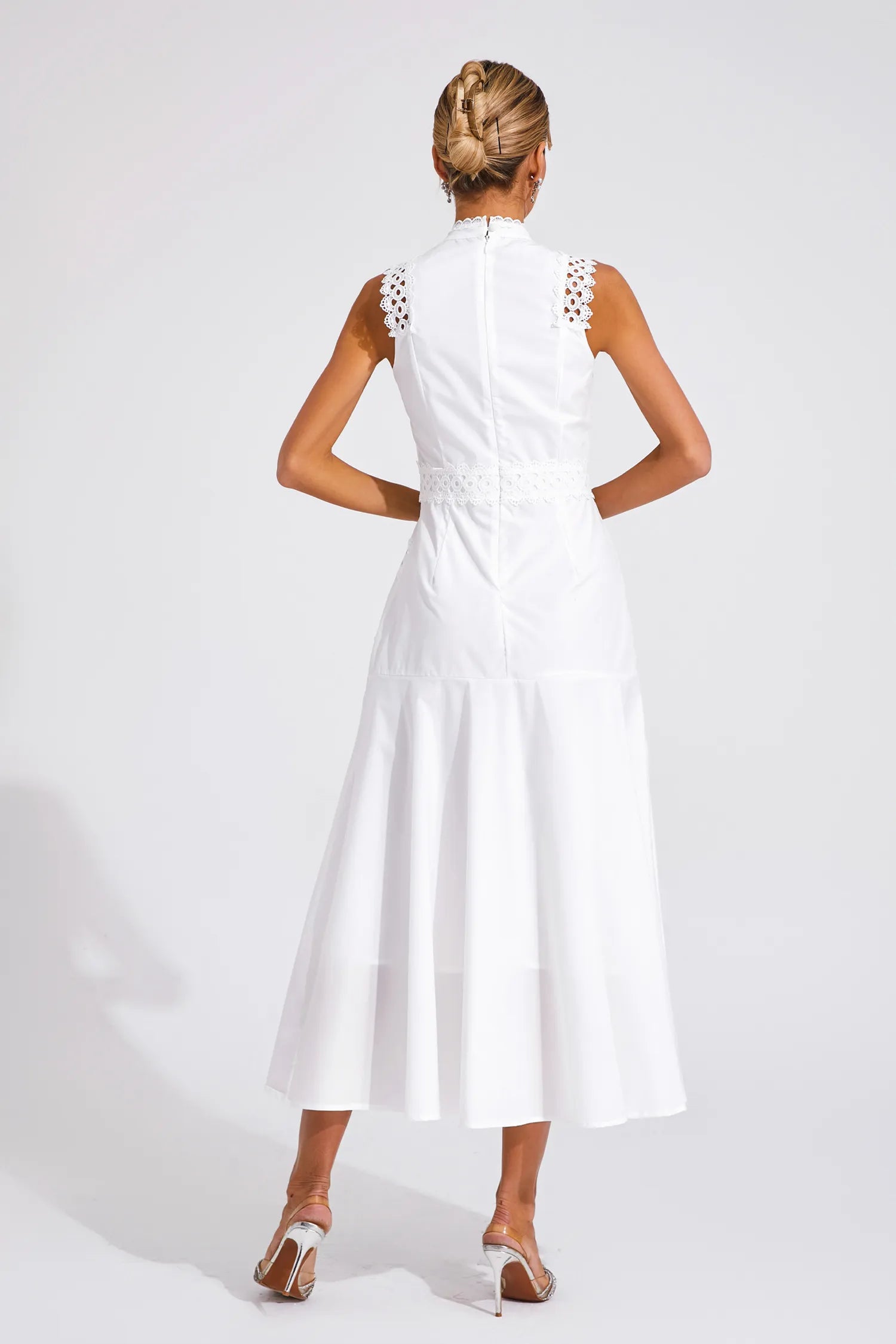 Gracia – Lace panel – Pleated midi dress-15146315612544-Santi Vento Atelier