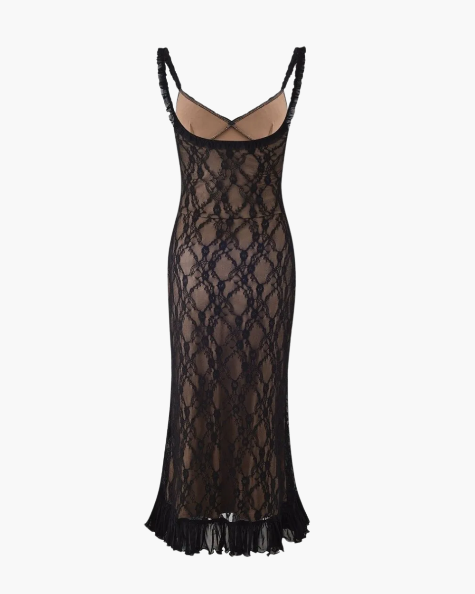 Sylphéa – Sweetheart neckline – Lace midi dress-15139771154816-Santi Vento Atelier