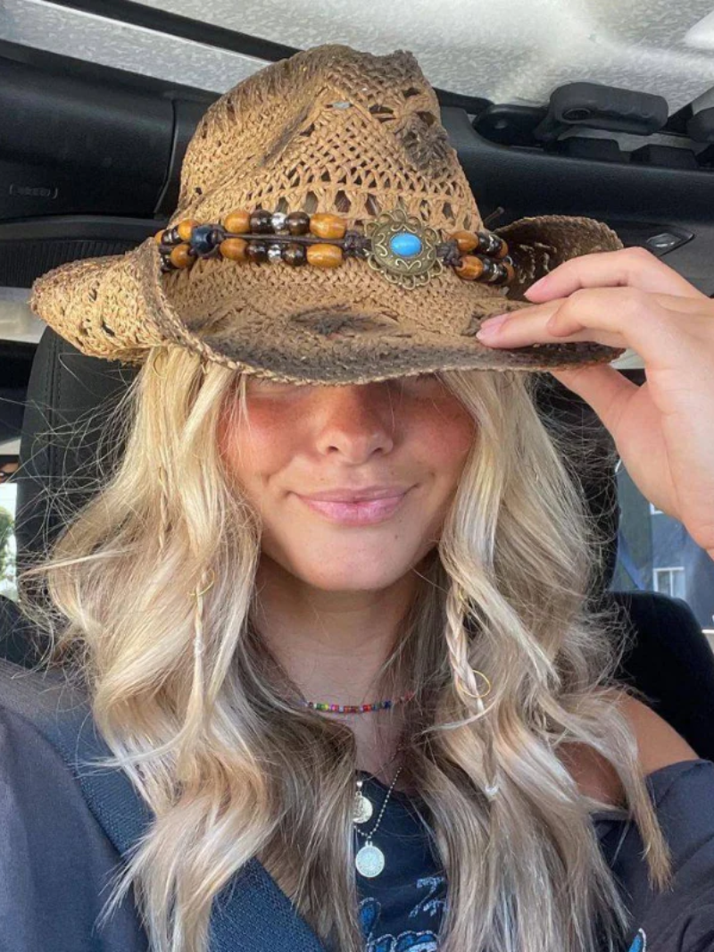 Tessalyn – Turquoise beaded – Straw cowboy hat-15143509492096-Santi Vento Atelier