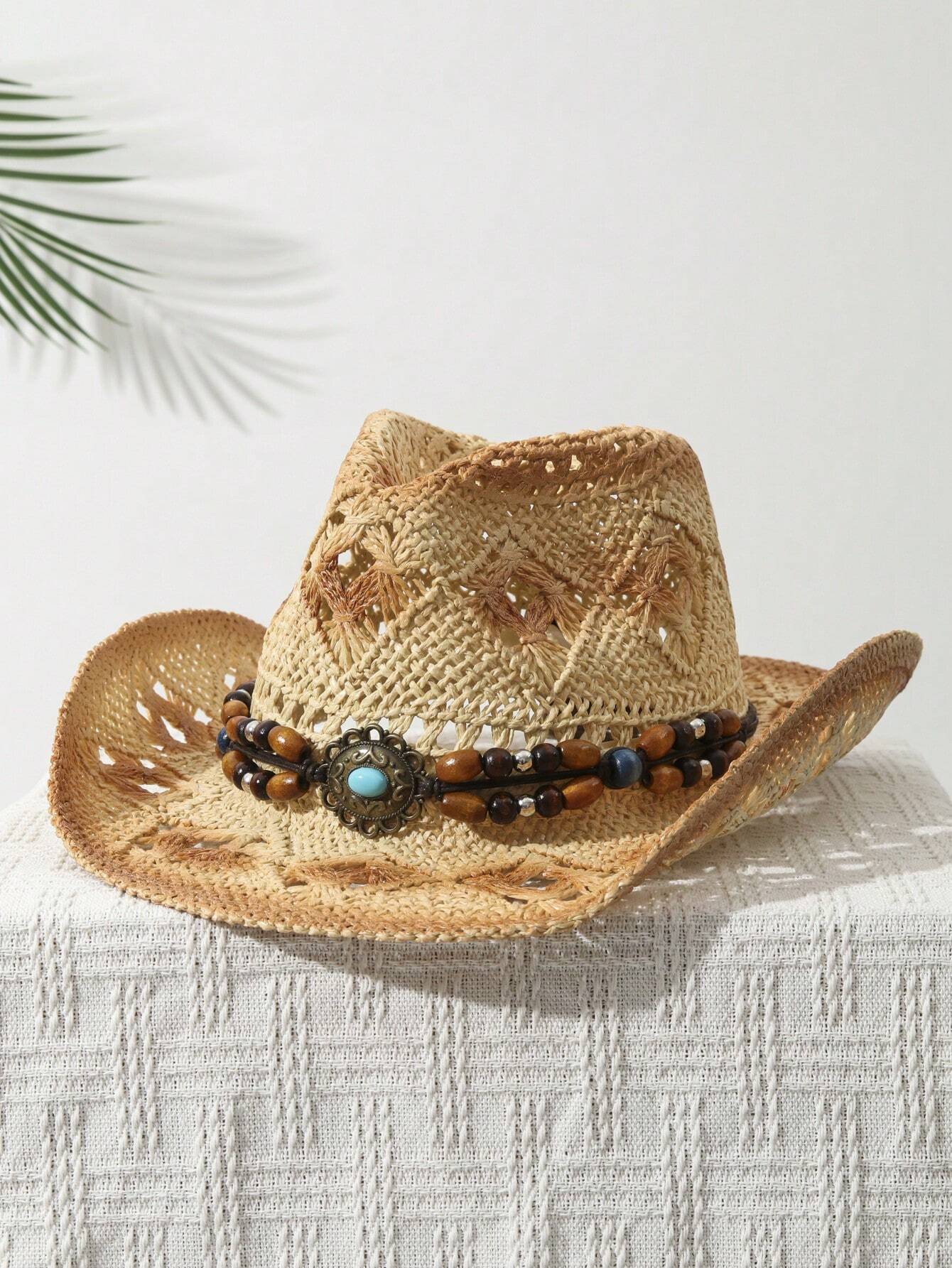 Tessalyn – Turquoise beaded – Straw cowboy hat-15143509492096-Santi Vento Atelier