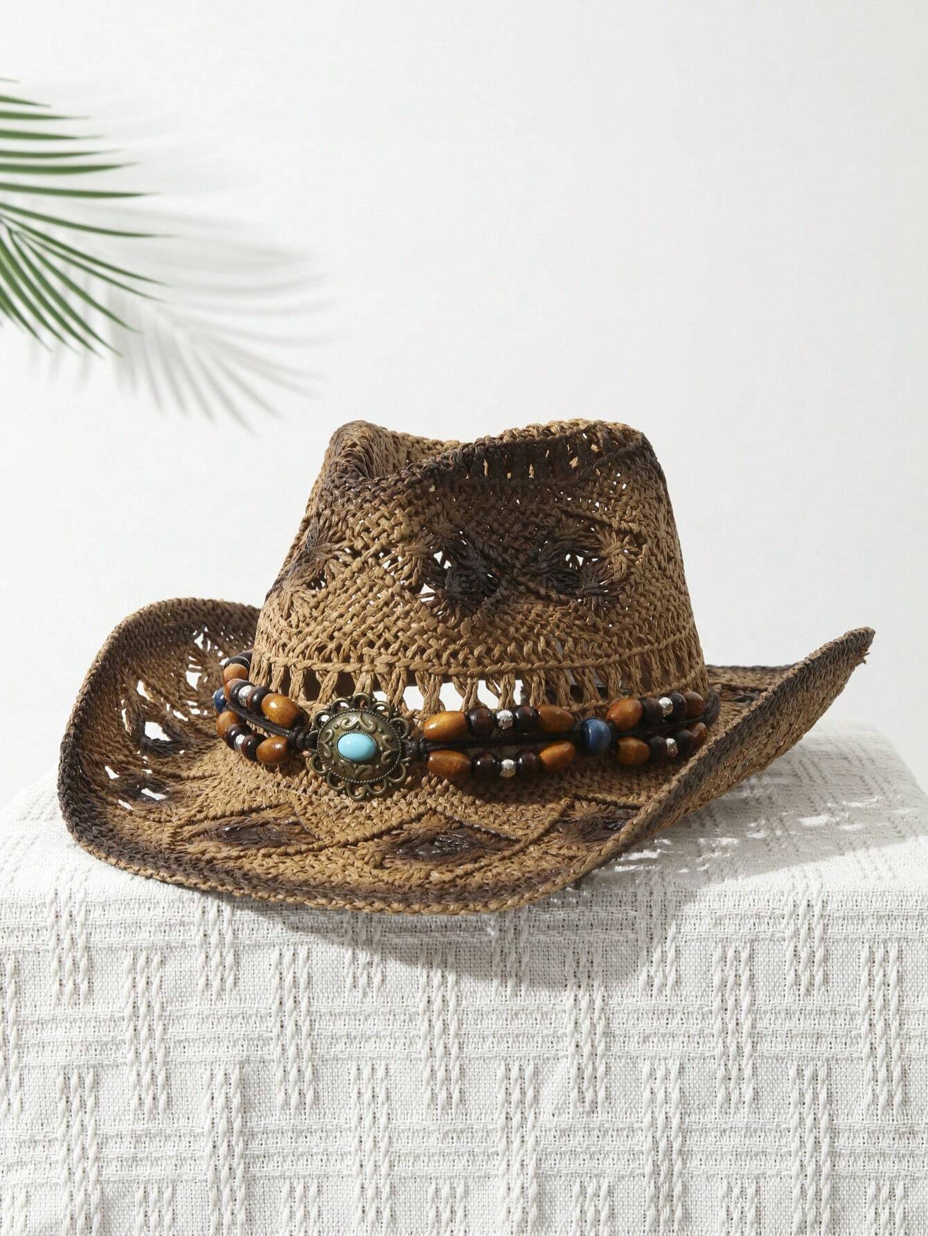 Tessalyn – Turquoise beaded – Straw cowboy hat-15143509492096-Santi Vento Atelier