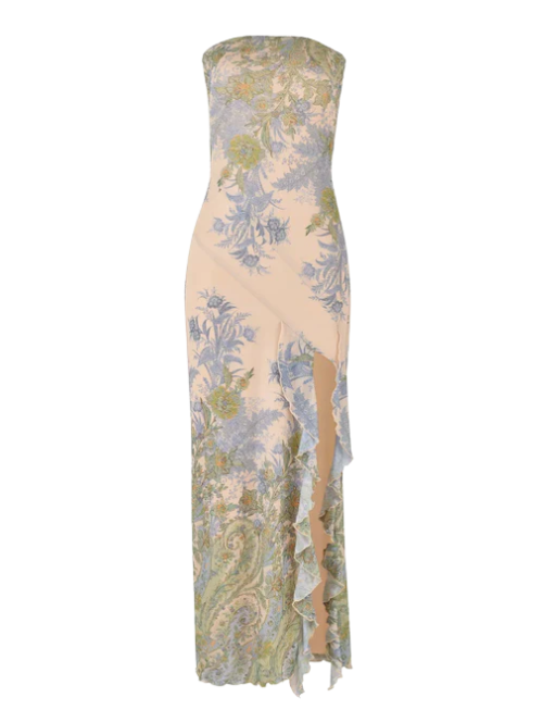 Seraphine – Romantic floral print – Strapless maxi dress-15139106652544-Santi Vento Atelier