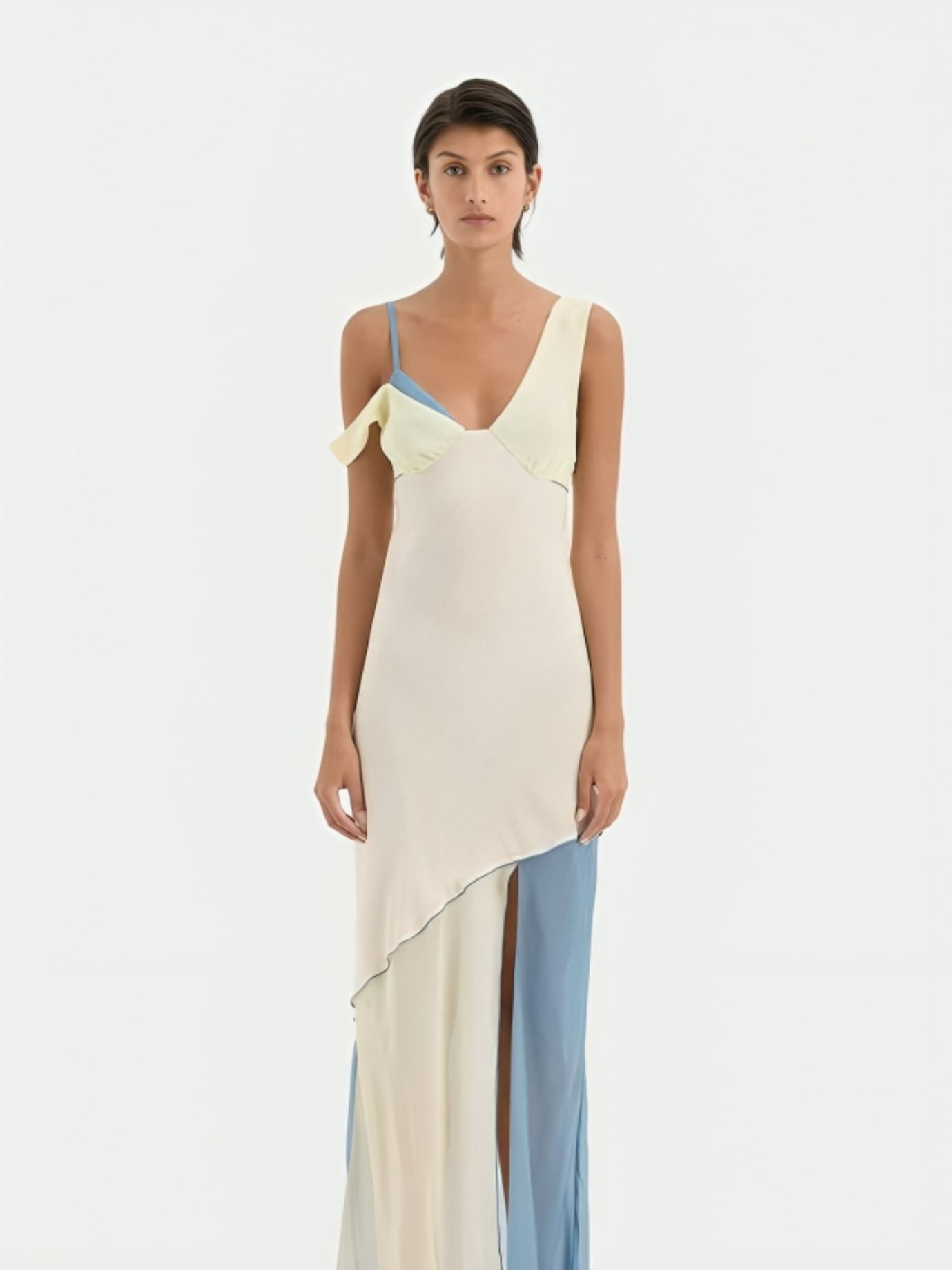 Azzurra – Asymmetrical neckline – Midi dress-15139770990976-Santi Vento Atelier