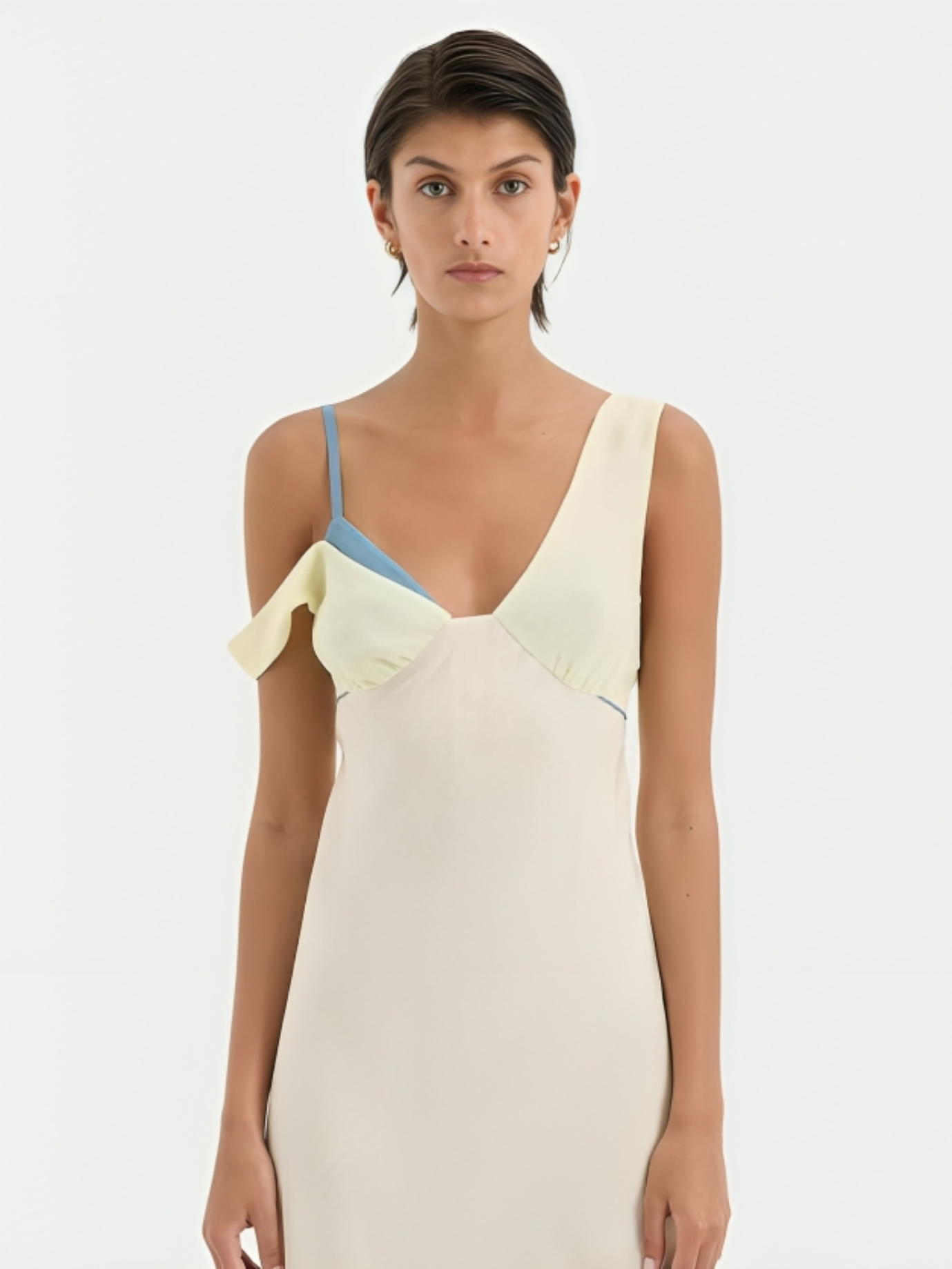 Azzurra – Asymmetrical neckline – Midi dress-15139770990976-Santi Vento Atelier