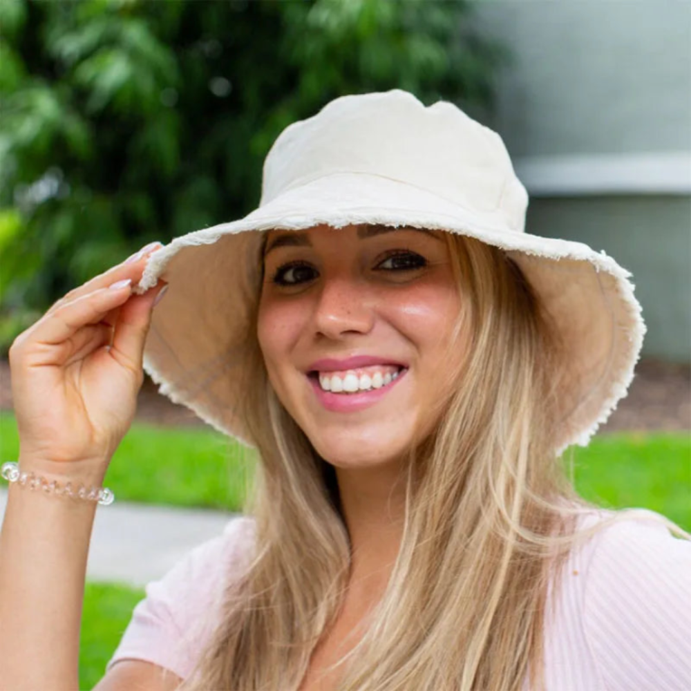 Maelis – Raw edge – Cotton bucket hat-15145724346752-Santi Vento Atelier