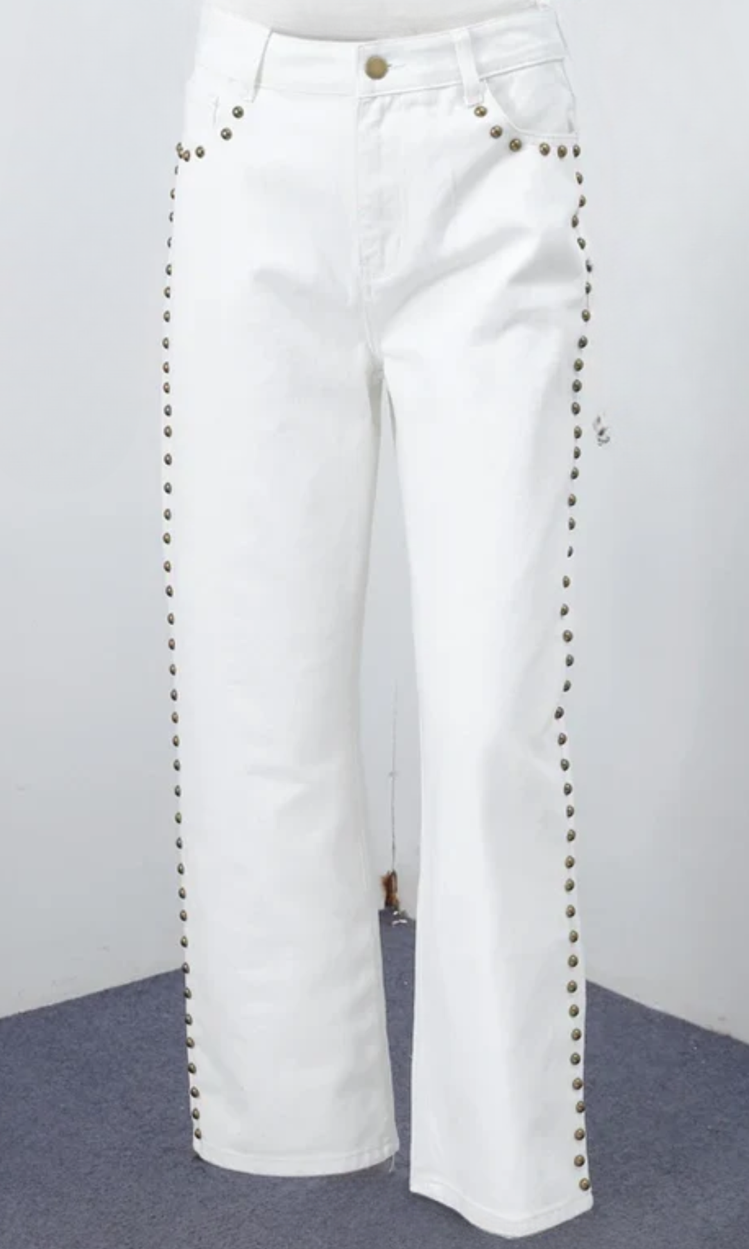 Valdenza – Gold stud trim – Straight leg jeans-15143007748480-Santi Vento Atelier