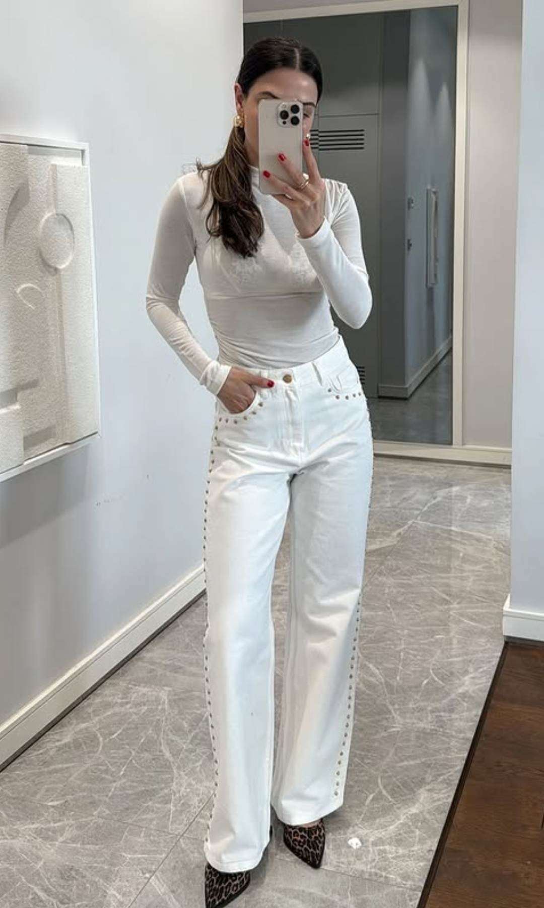 Valdenza – Gold stud trim – Straight leg jeans-15143007748480-Santi Vento Atelier