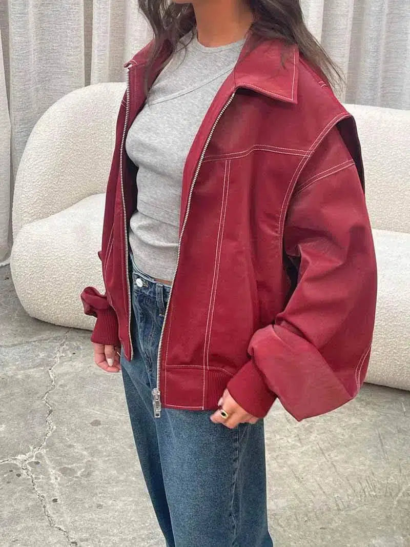 Valentina – Glossy vegan leather – Bomber jacket-15137995751808-Santi Vento Atelier