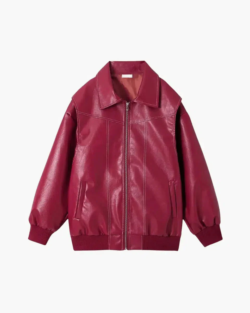 Valentina – Glossy vegan leather – Bomber jacket-15137995751808-Santi Vento Atelier