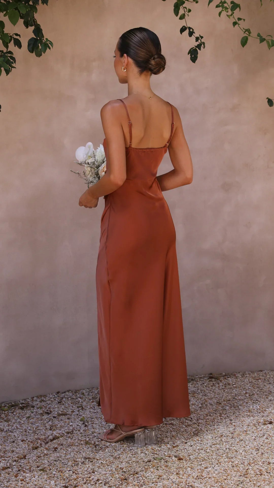 Valerie – Satin allure – Strappy slit maxi dress-15150262911360-Santi Vento Atelier