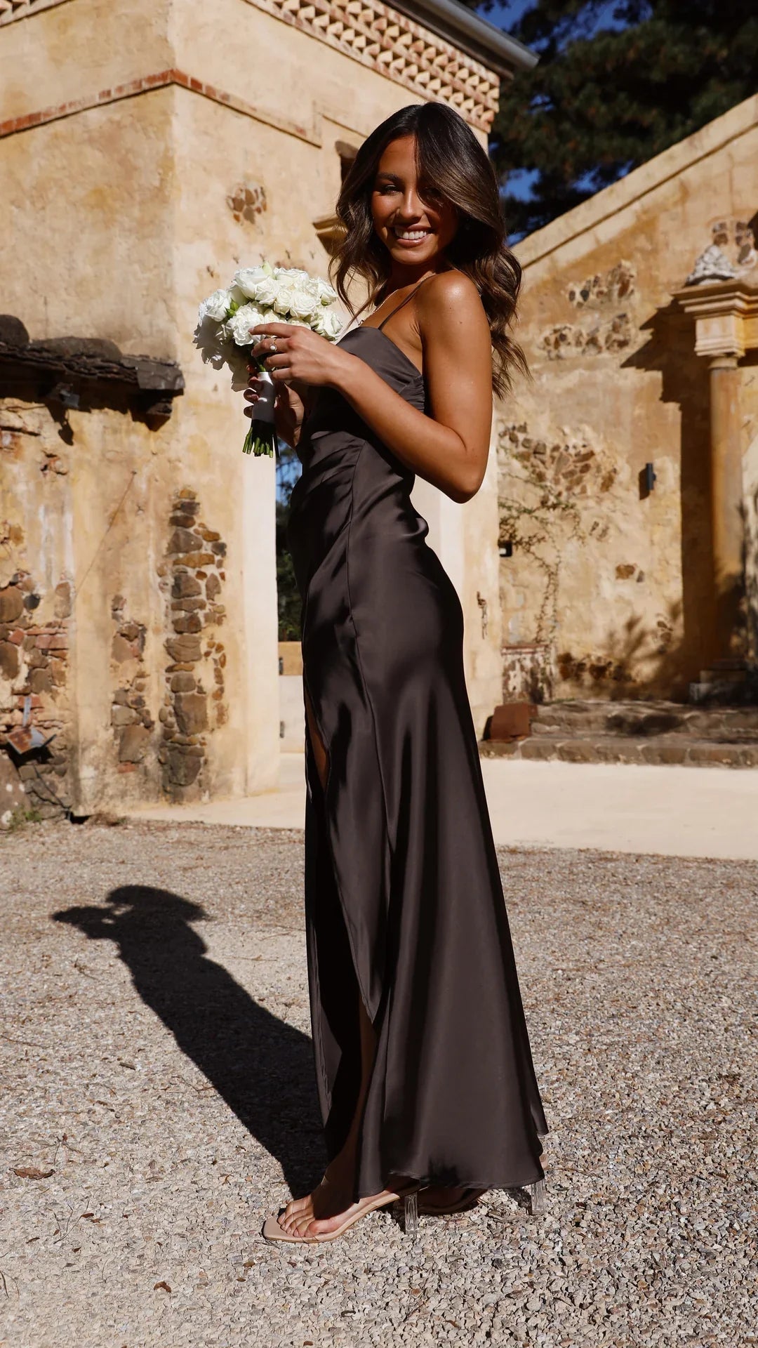Valerie – Satin allure – Strappy slit maxi dress-15150262911360-Santi Vento Atelier