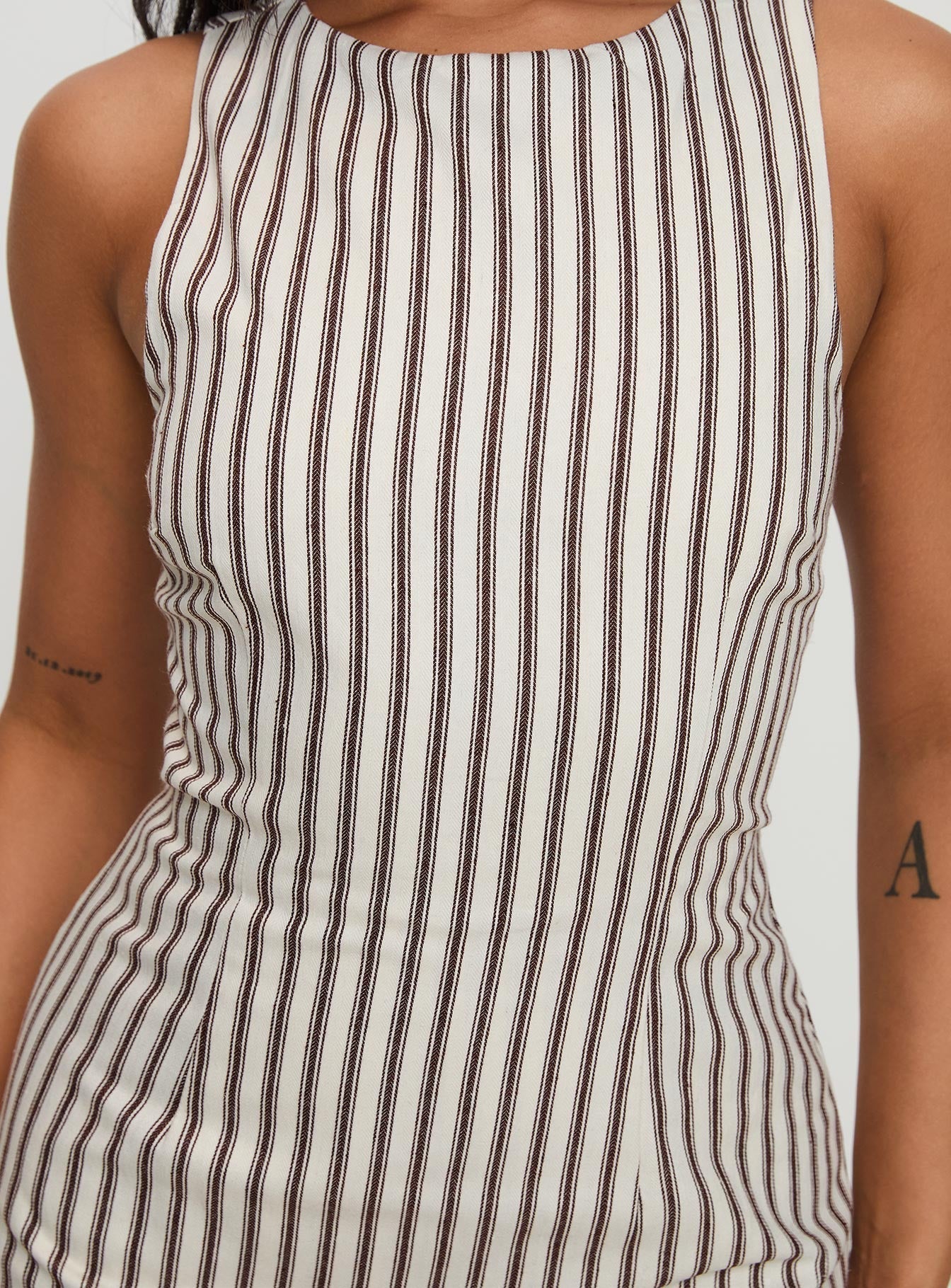 Viena – Pinstripe contour – Sleeveless mini dress-15162791297408-Santi Vento Atelier