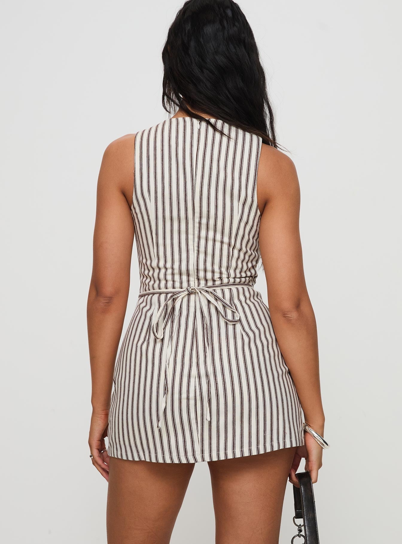 Viena – Pinstripe contour – Sleeveless mini dress-15162791297408-Santi Vento Atelier