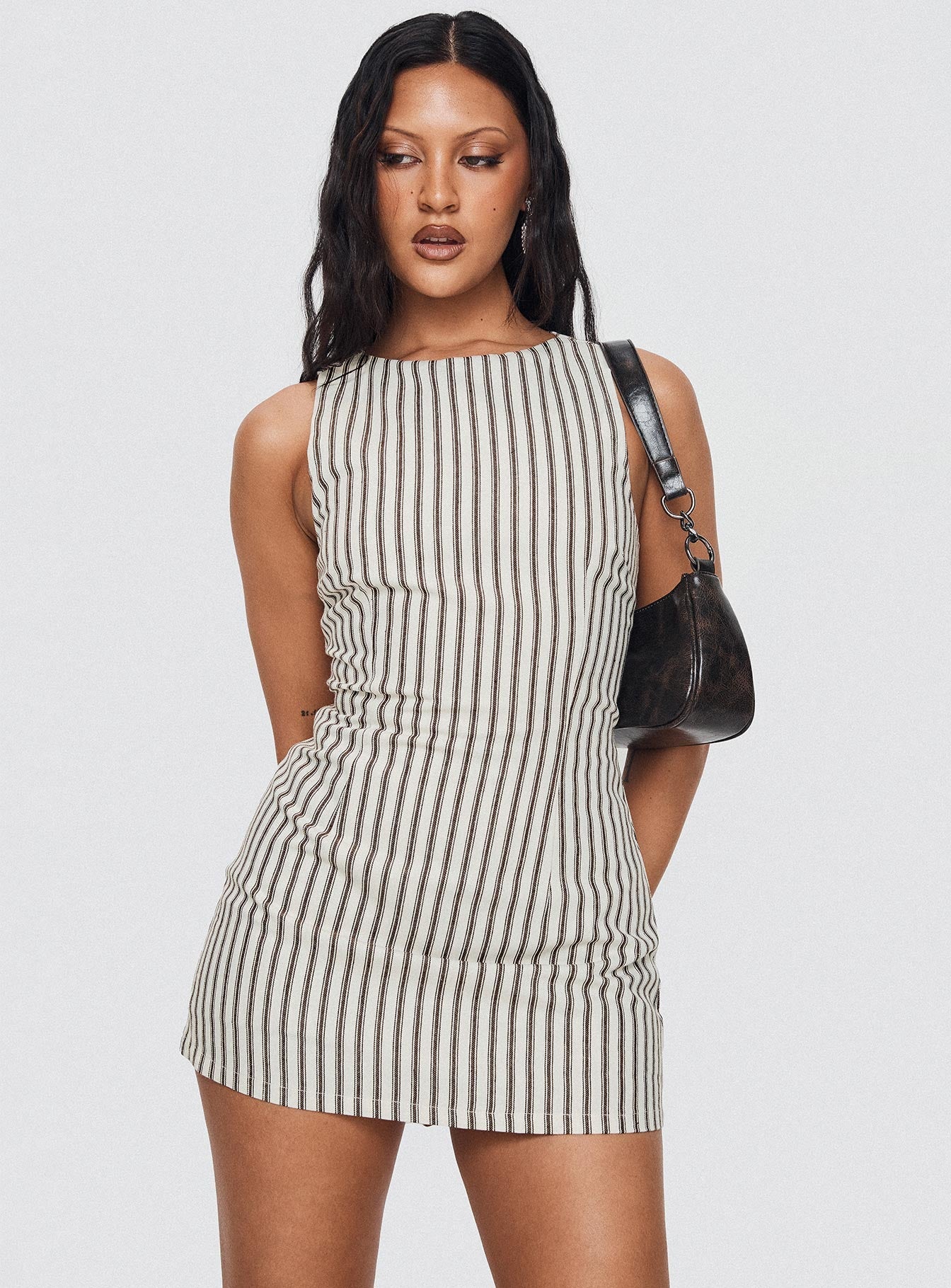 Viena – Pinstripe contour – Sleeveless mini dress-15162791297408-Santi Vento Atelier